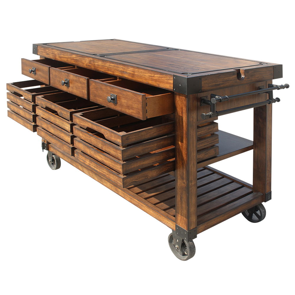 Kaif - Kitchen Cart - Distressed Chestnut, dark brown, view 5