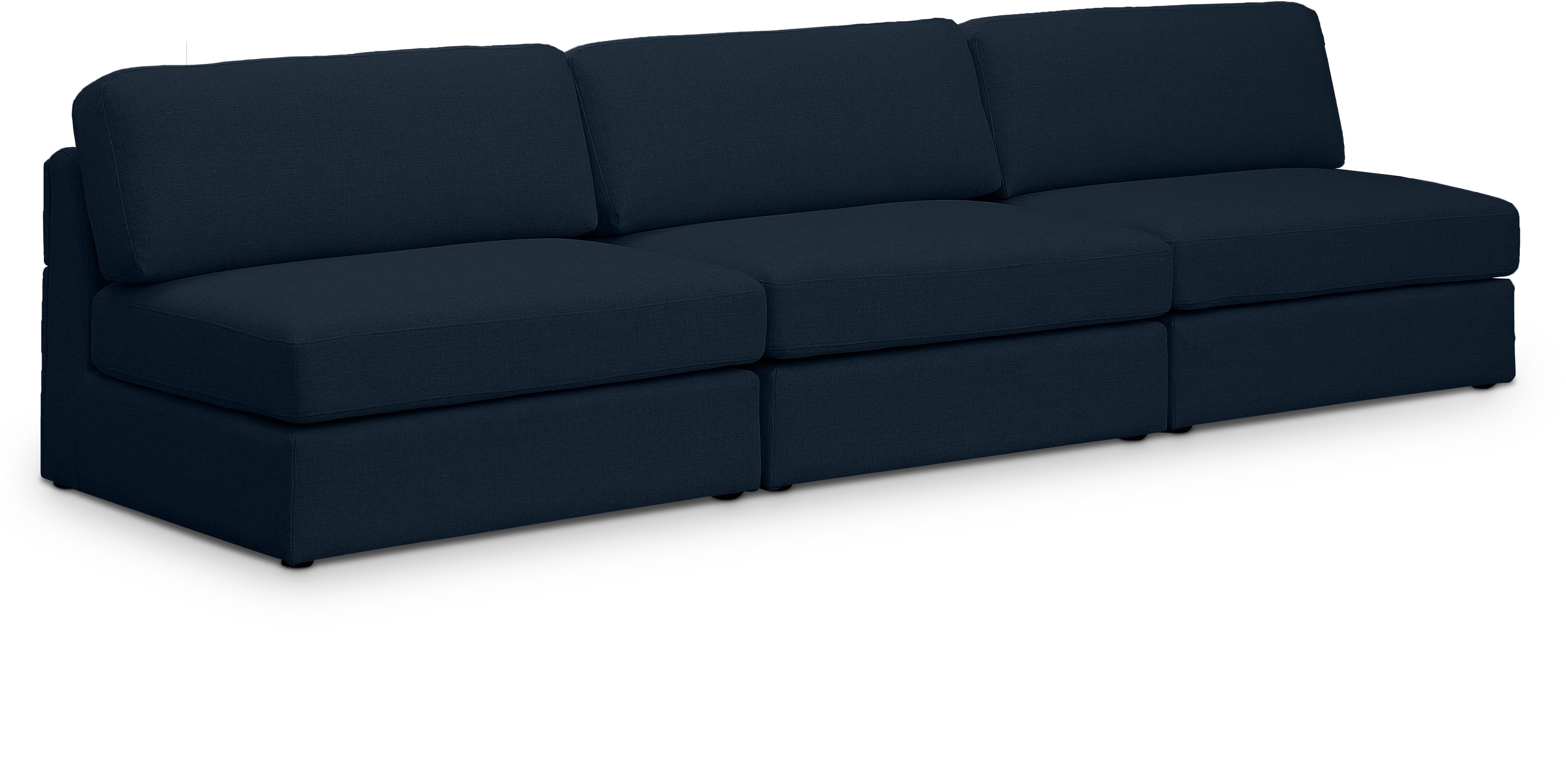 Beckham - Modular 3 Seat Armless Sofa - Navy