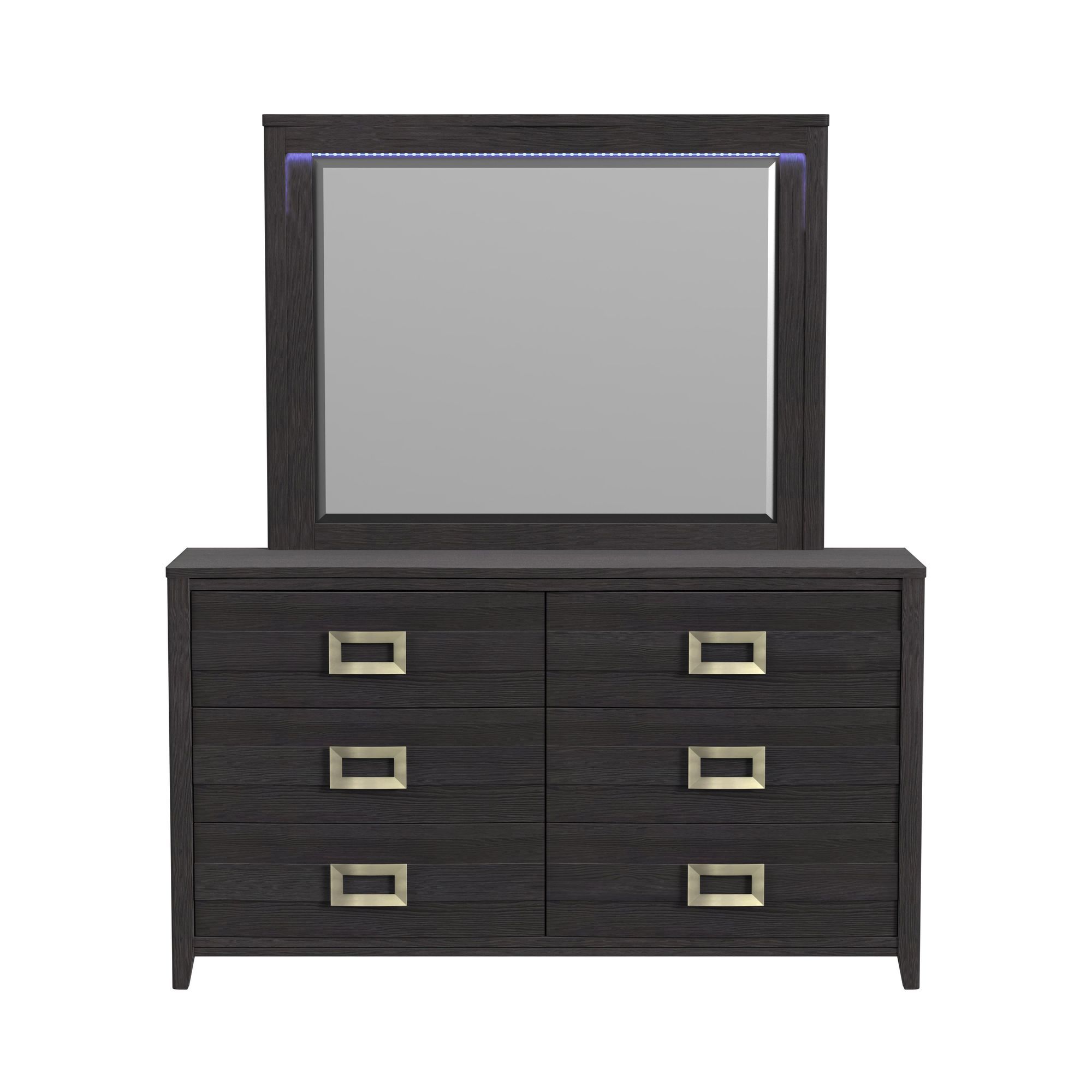 Tobias - Dresser & Mirror With LED - Black