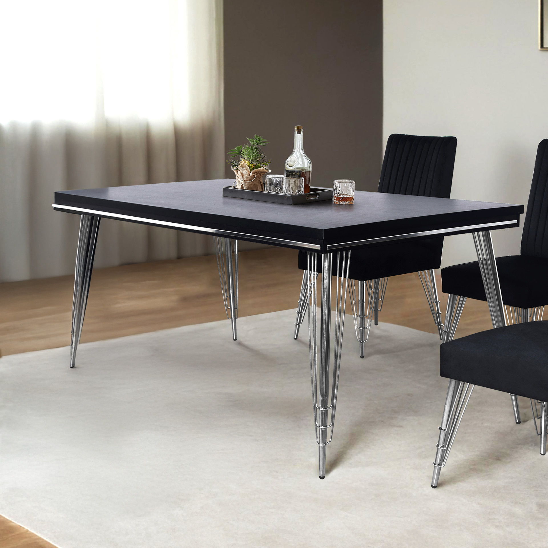 Ava - Dining Table - Black, black