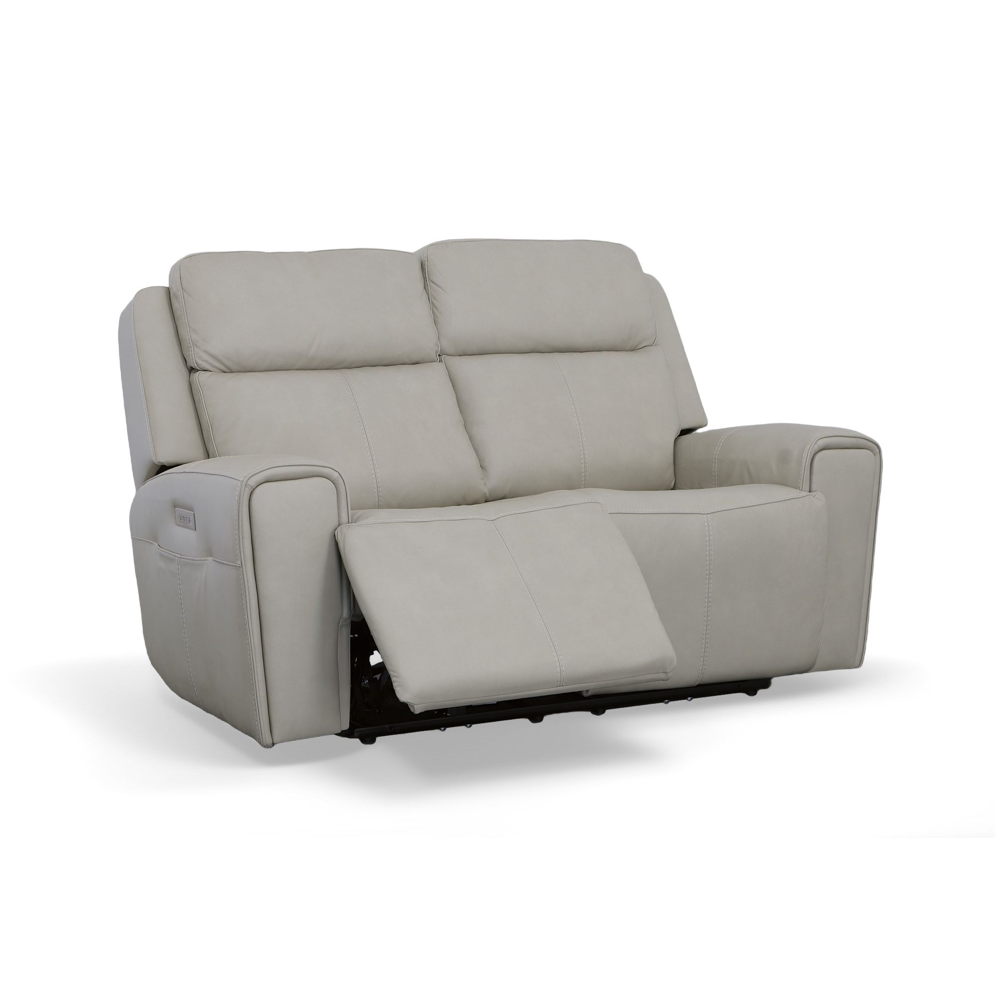 Barnett - Power Reclining Loveseat With Power Headrests & Lumbar - Timber, light gray, view 2