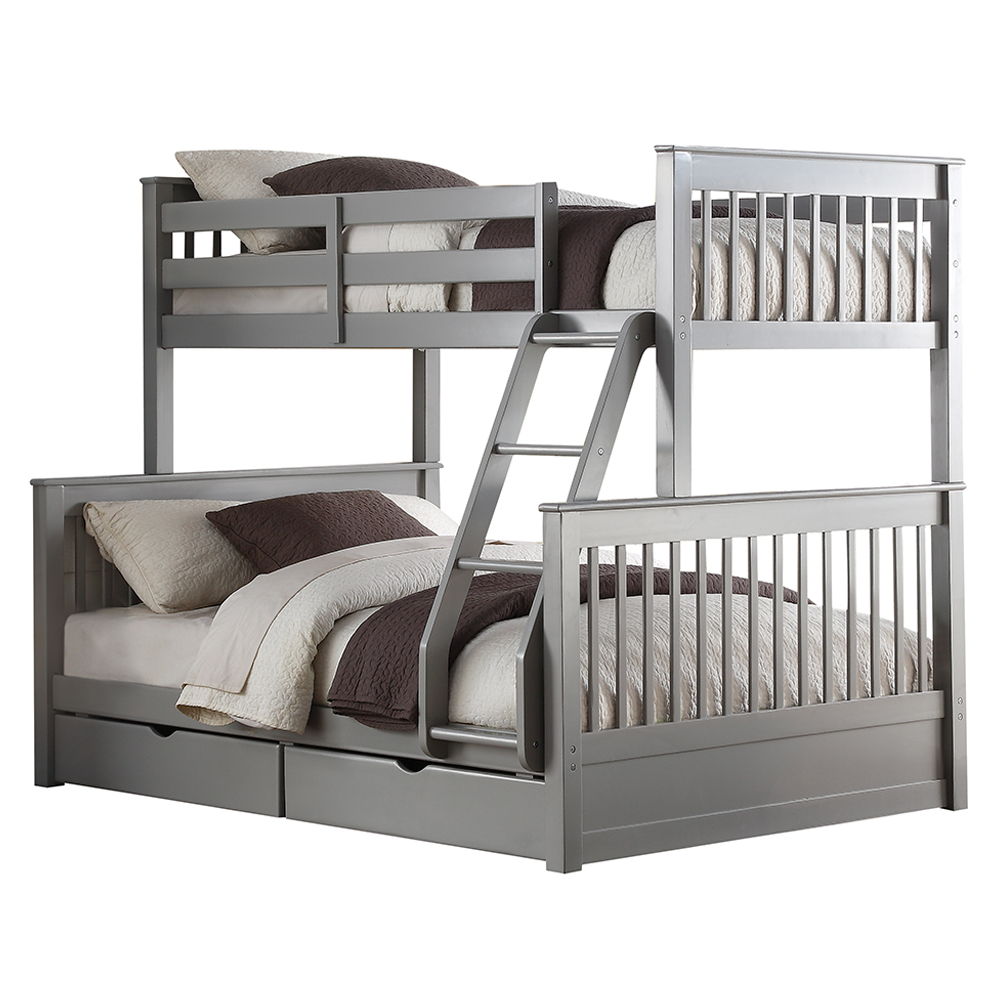 Haley II - Twin Over Full Bunk Bed With Storage - Gray, dark gray, view 4