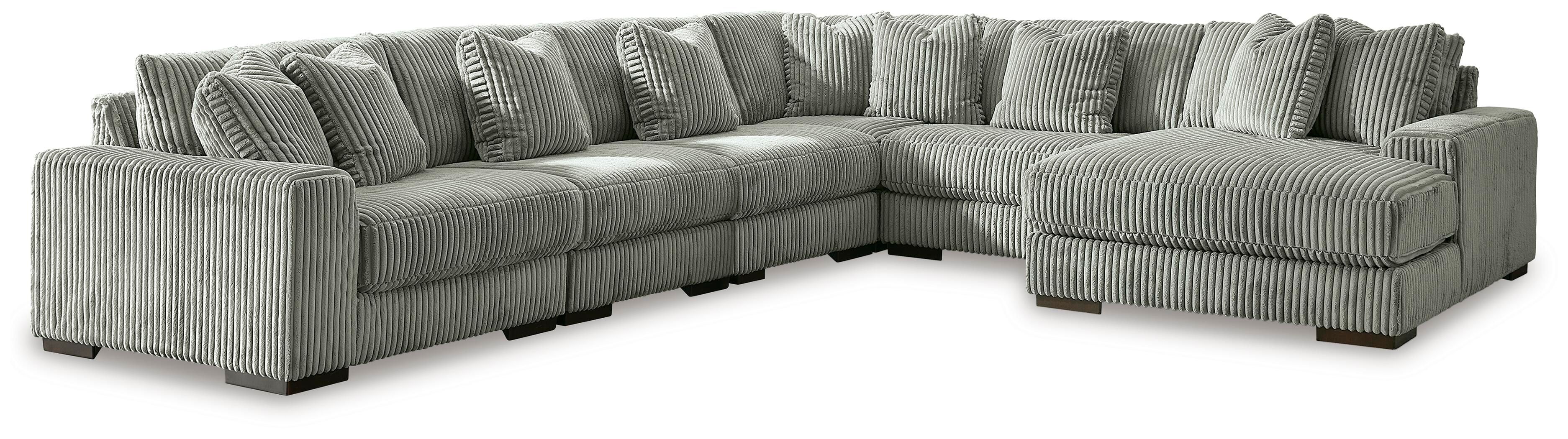 Lindyn – 6-Piece Sectional With RAF Corner Chaise – Fog