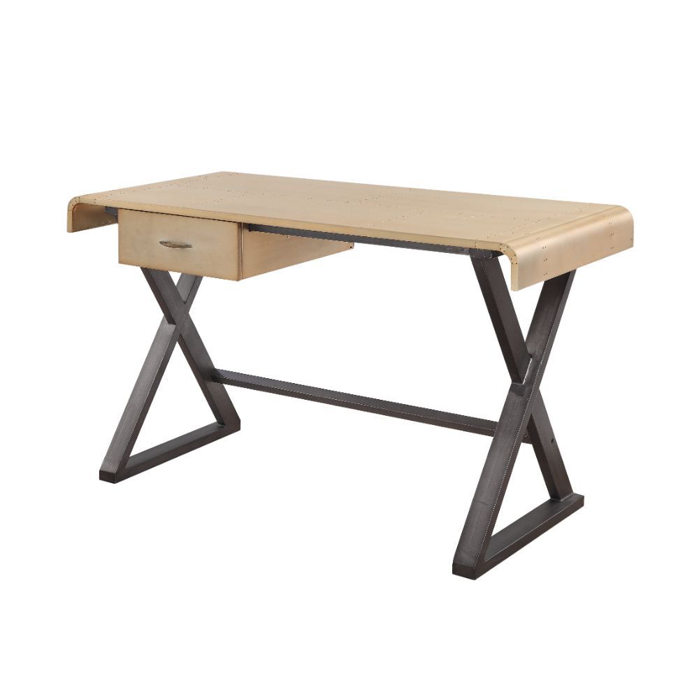 Danton - Executive Writing Desk - Gold Aluminum, beige