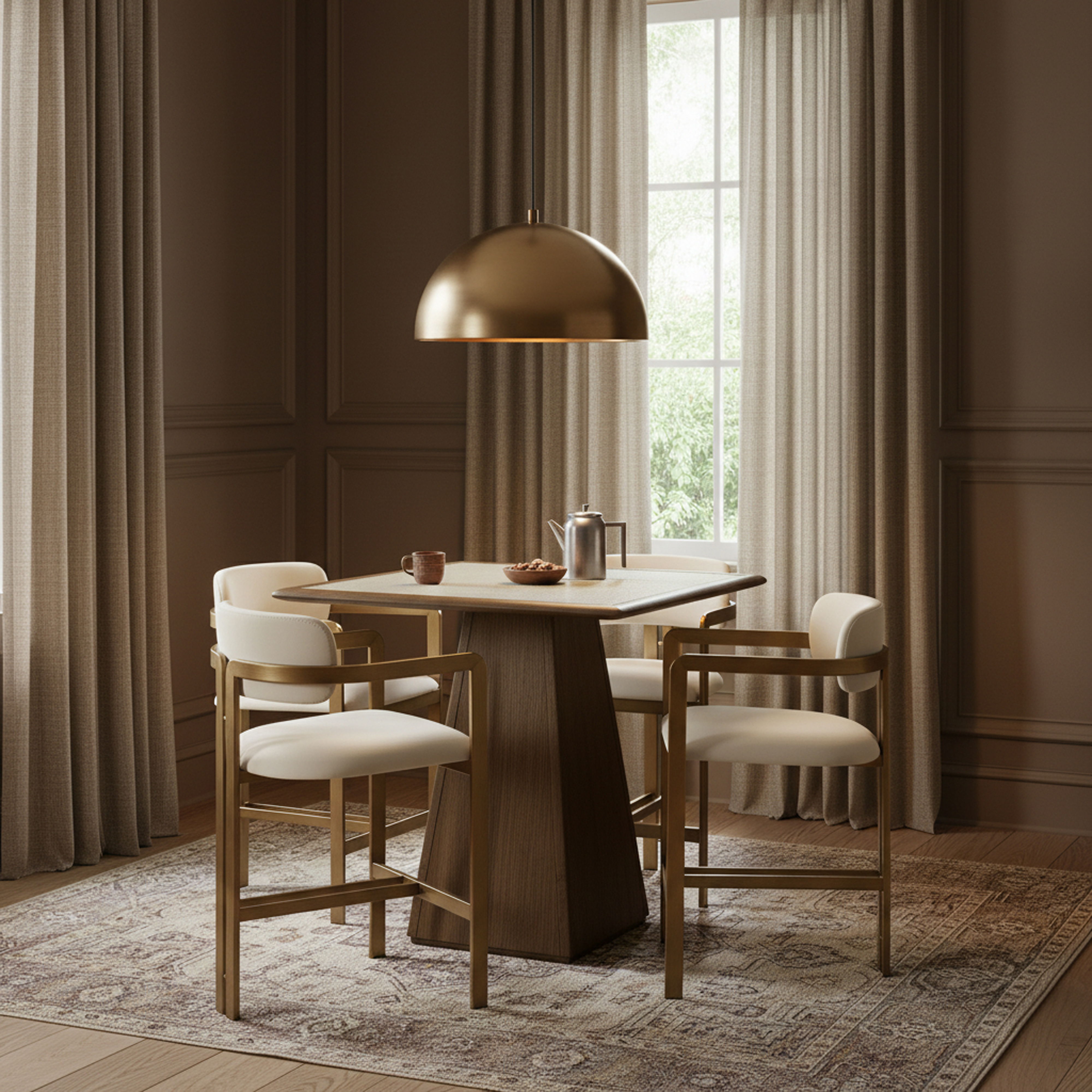 Aurum - Vegan Leather Upholstered Counter Stool - Cream / Brushed Brass