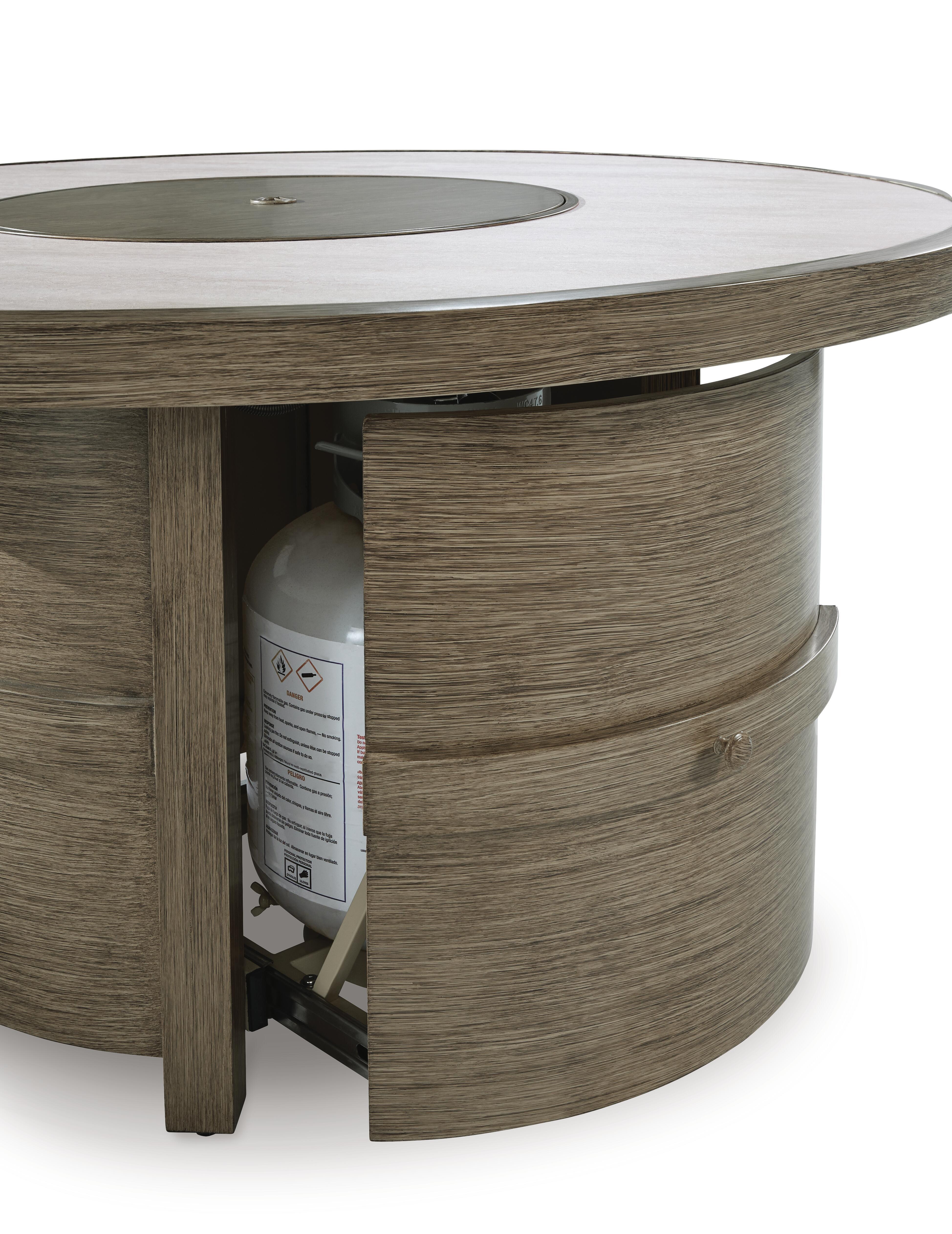 Ashley Furniture Rainier Ranch - Round Fire Pit Table - Beige - Image 8