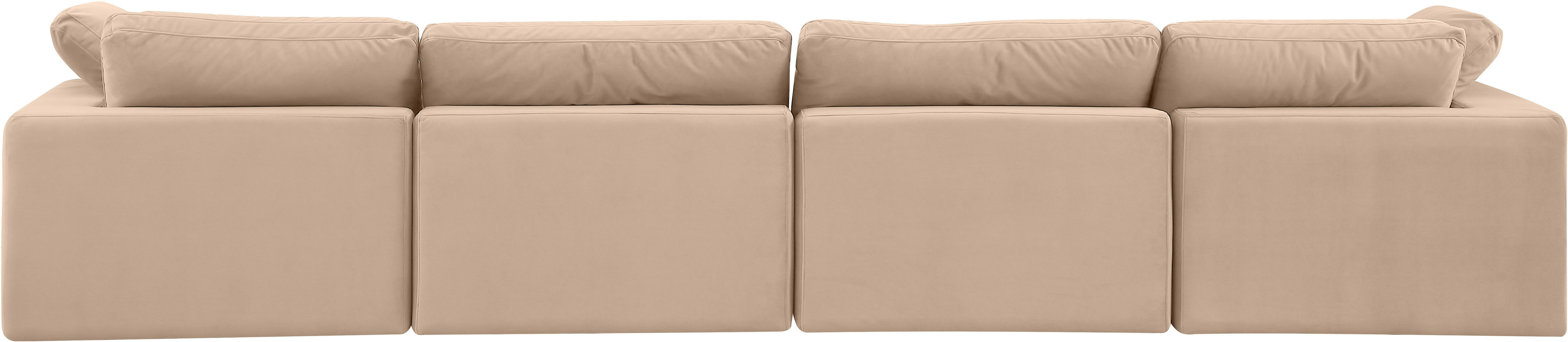 Comfy - Velvet Modular Sofa 4 Pieces - Beige