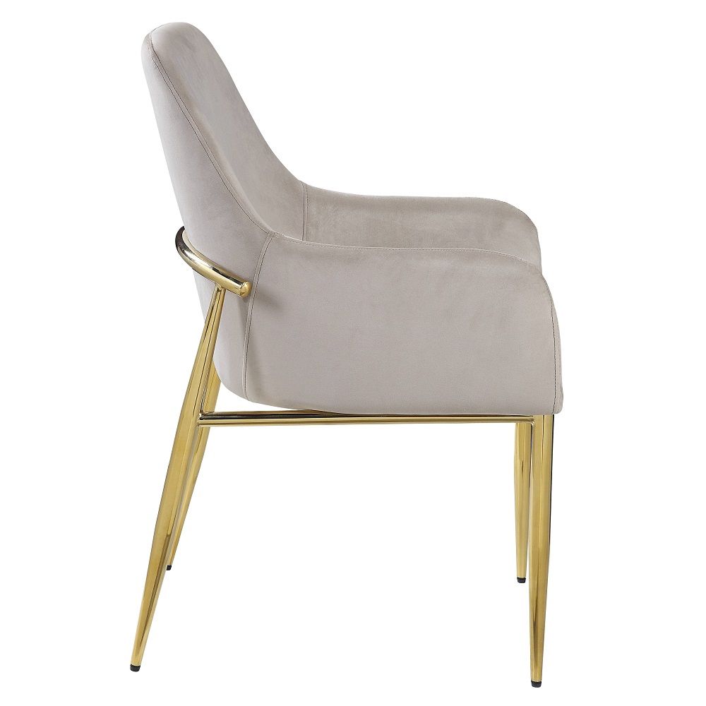 Barnard - Side Chair (Set of 2) - Gray Velvet & Mirrored Gold, beige, view 2