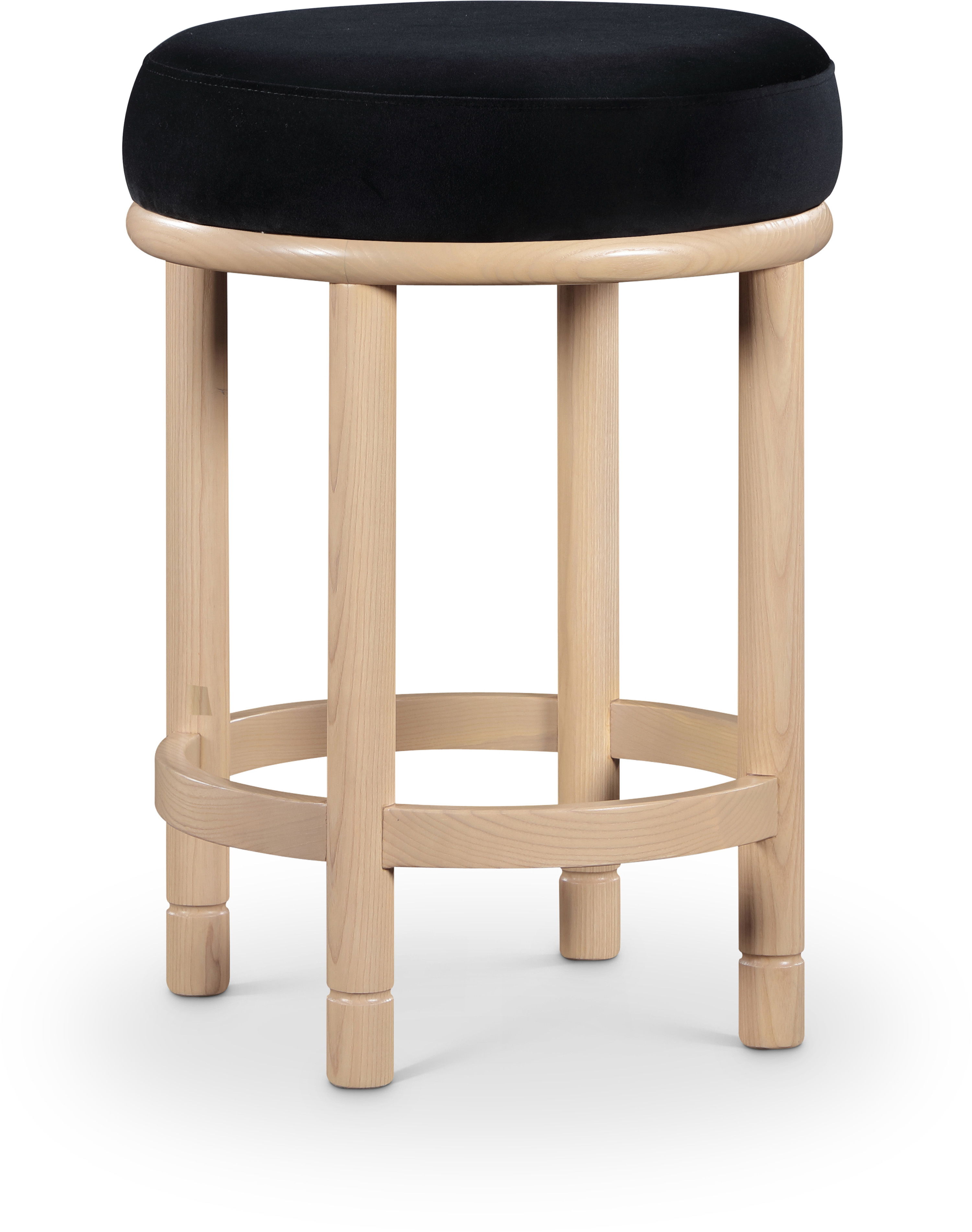 Monette - Counter Stool With Natural Base - Black