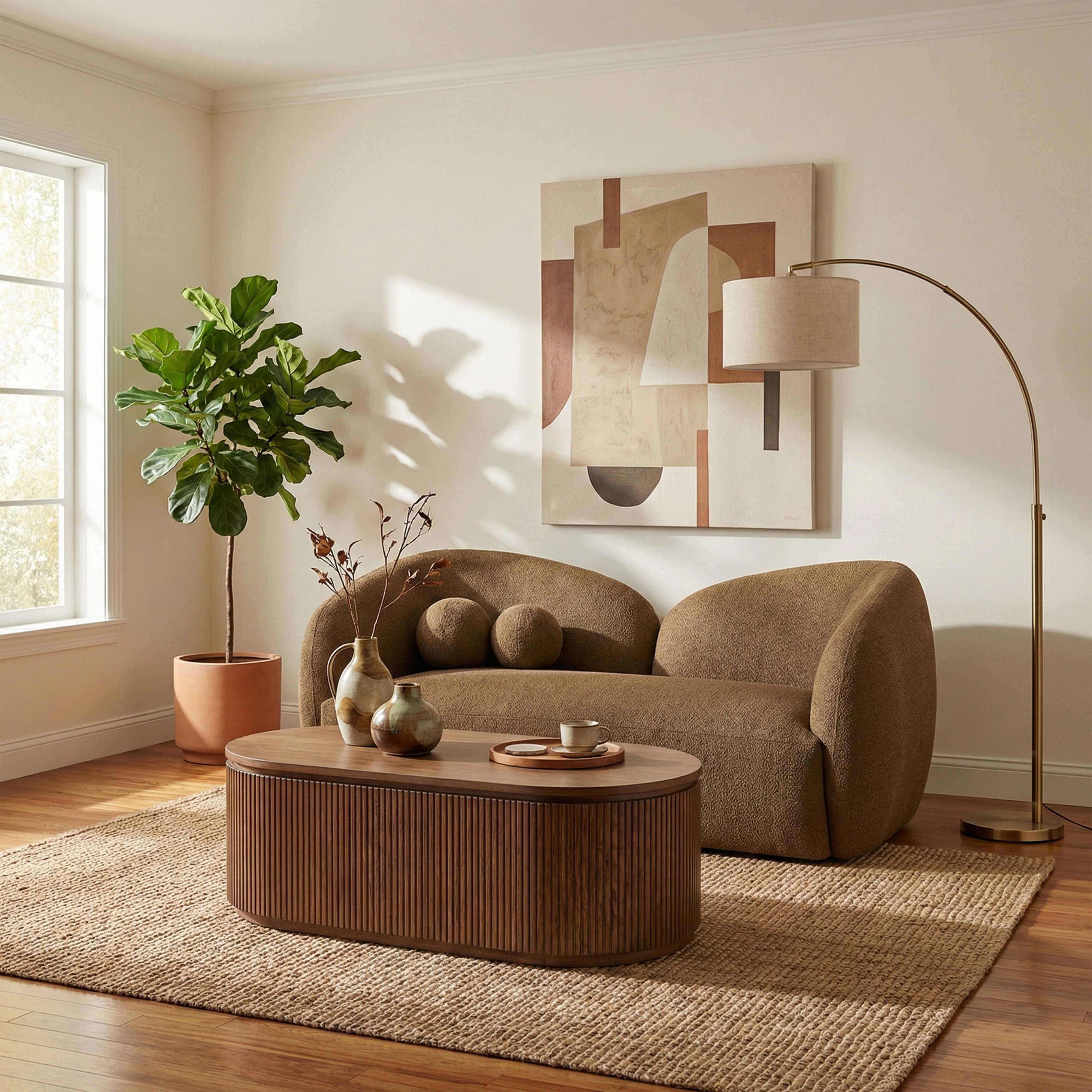 Elowen - Fabric Upholstered Loveseat - Brown