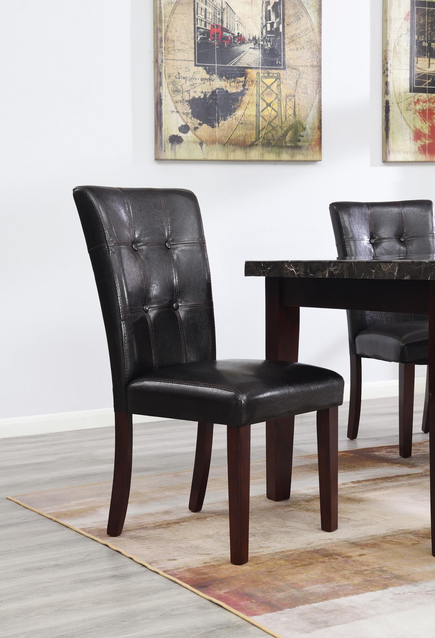 D128 - 6 Piece Dining Room Set (Table, 4 Chairs, Bench) - Black / Dark Brown