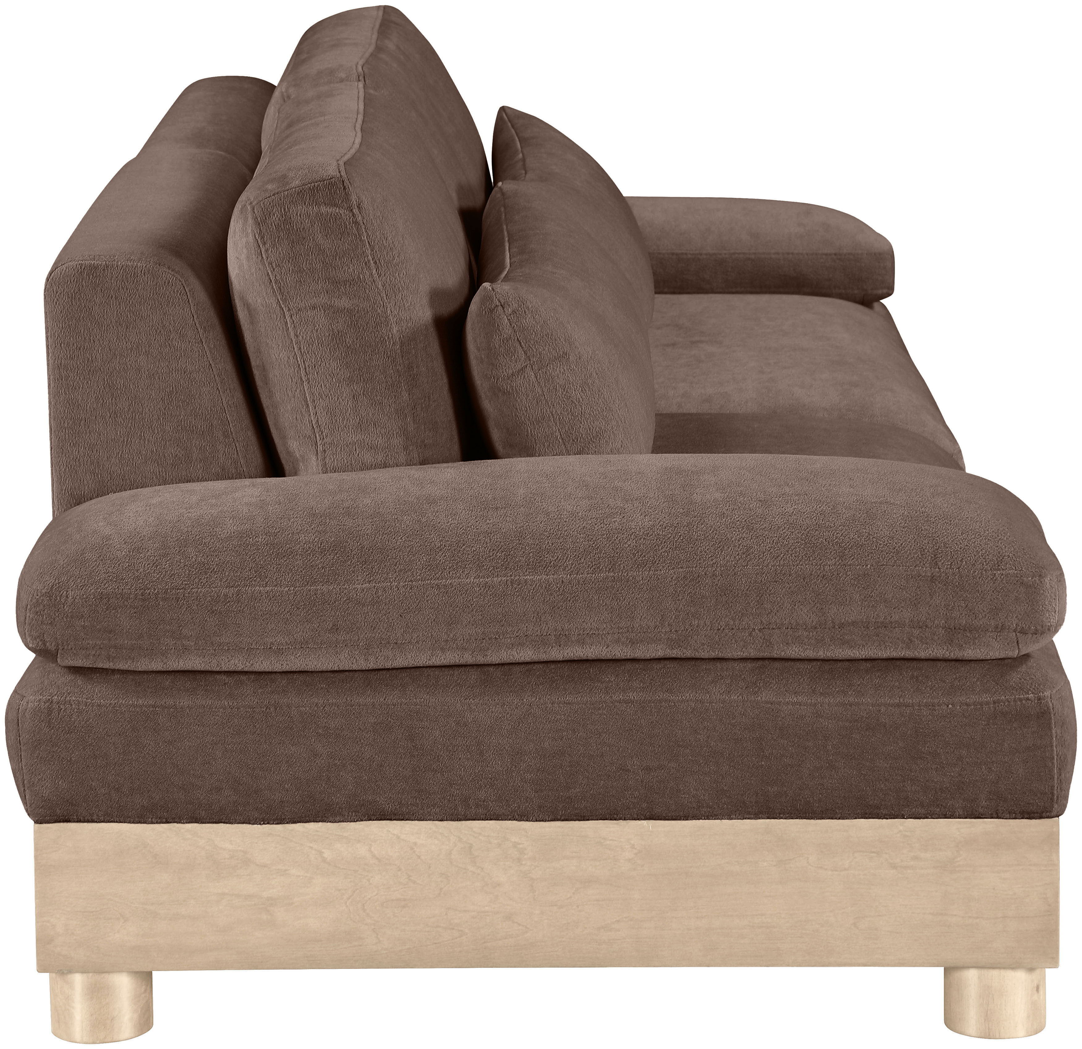 Turin - 95.5" Chenille Fabric Upholstered 2 Piece Modular Loveseat - Brown / Natural Oak