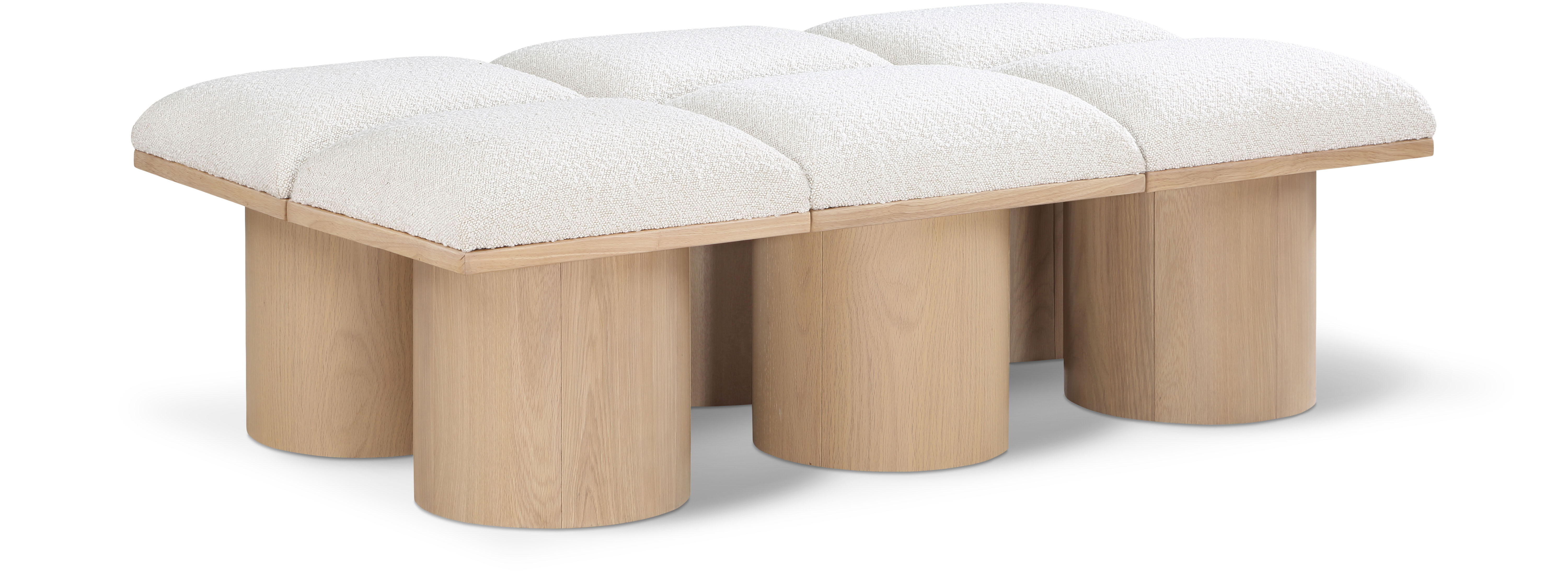 Pavilion - 54" 6 Piece Modular Bench With Natural Base - Cream