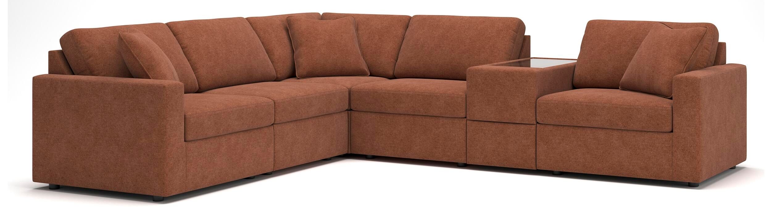 Modmax – 6-Piece Sectional With Storage Console – Spice