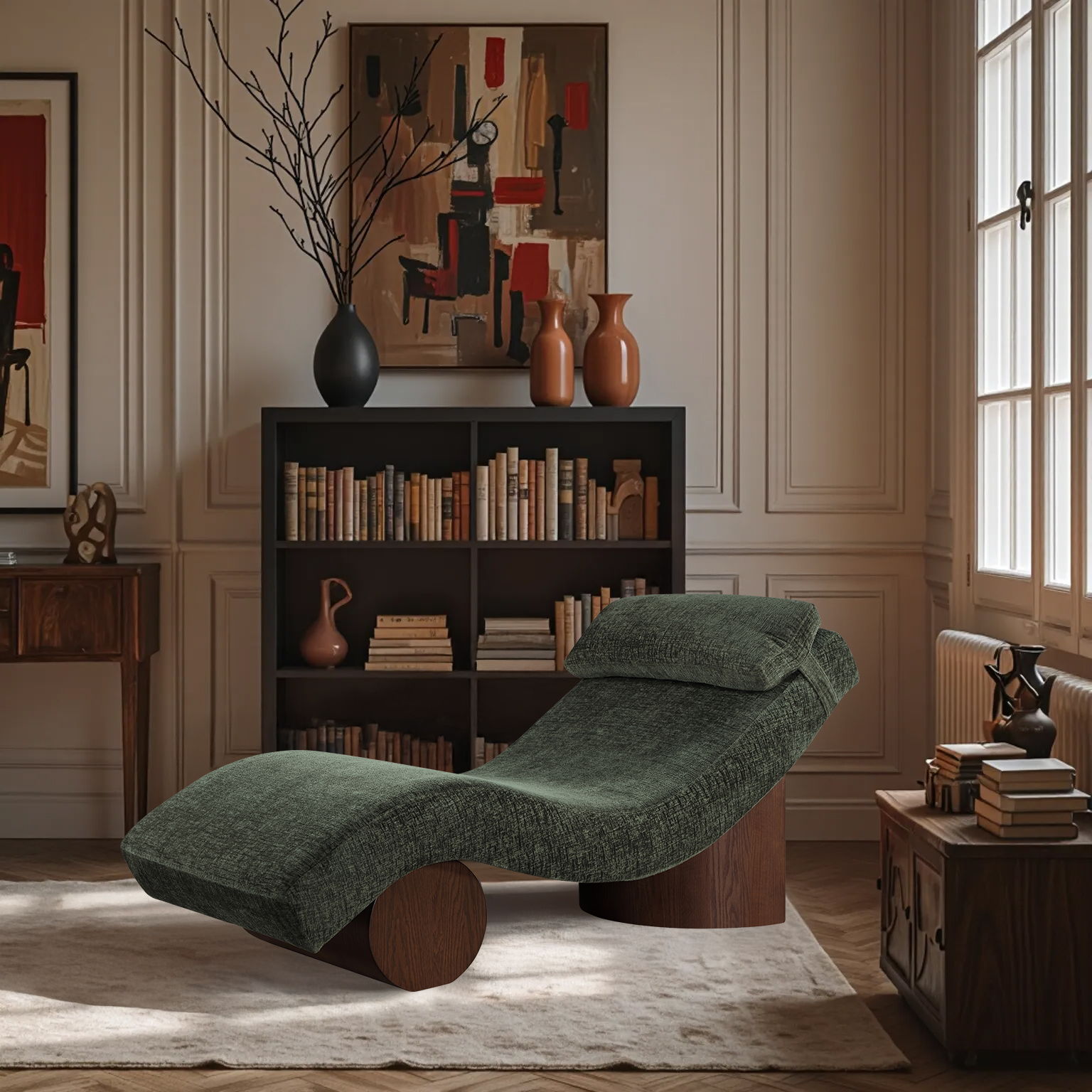 Marcella - Fabric Upholstered Chaise Lounge - Green