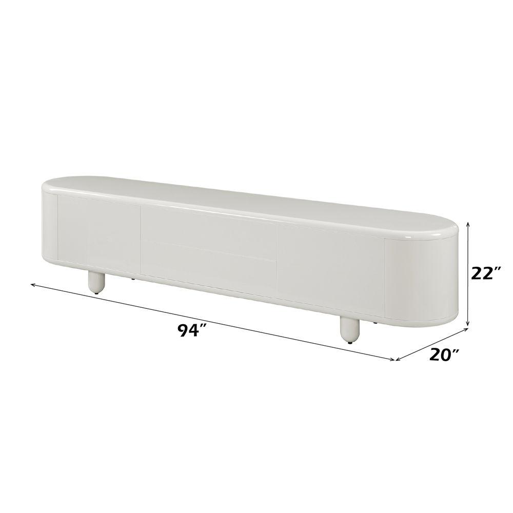 Keely - TV Stand - White High Gloss, white, view 5