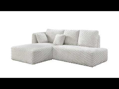 Manya - Sectional Sofa - Ivory Corduroy, white, view 7