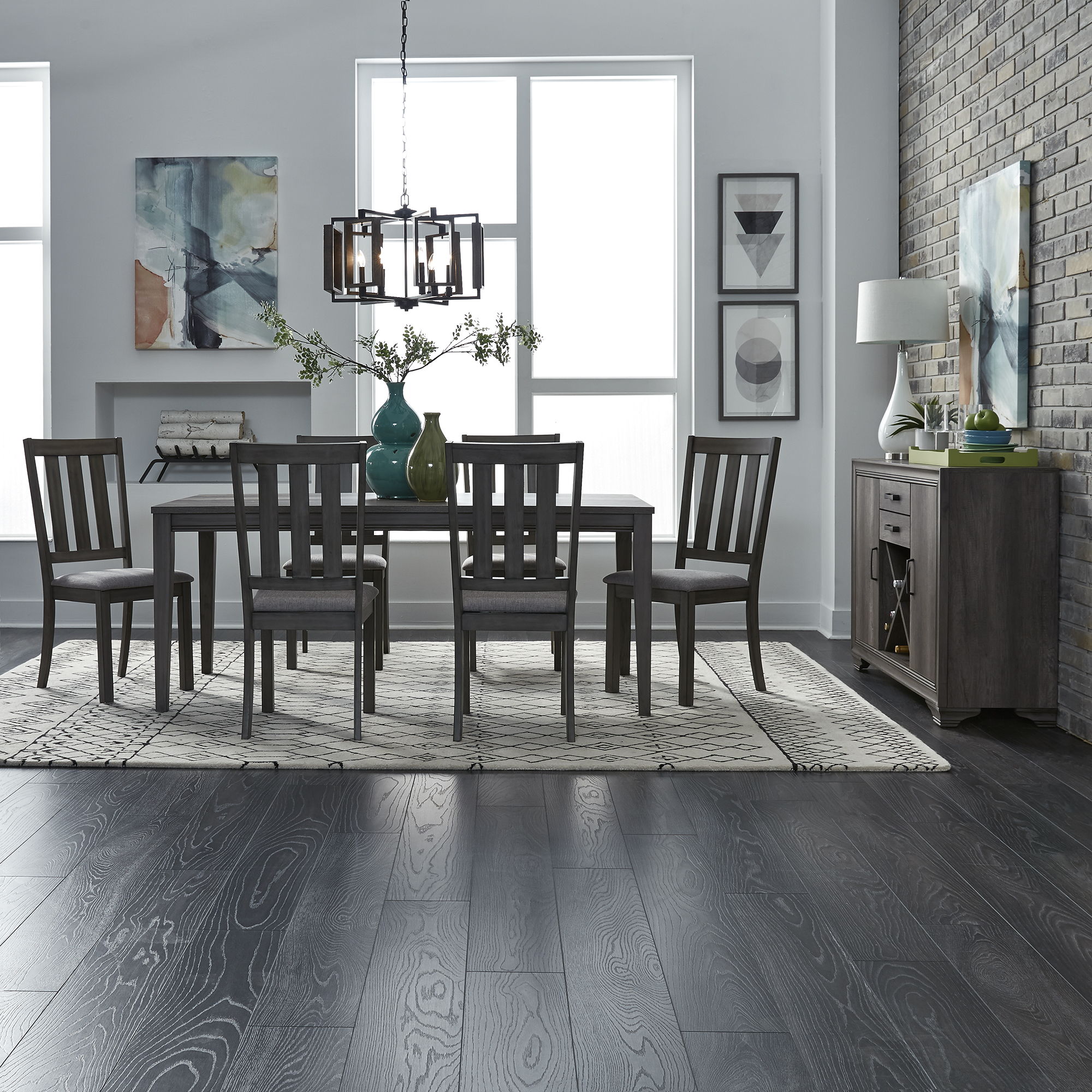 Liberty Furniture Tanners Creek - 7 Piece Rectangular Table Set - Dark Gray