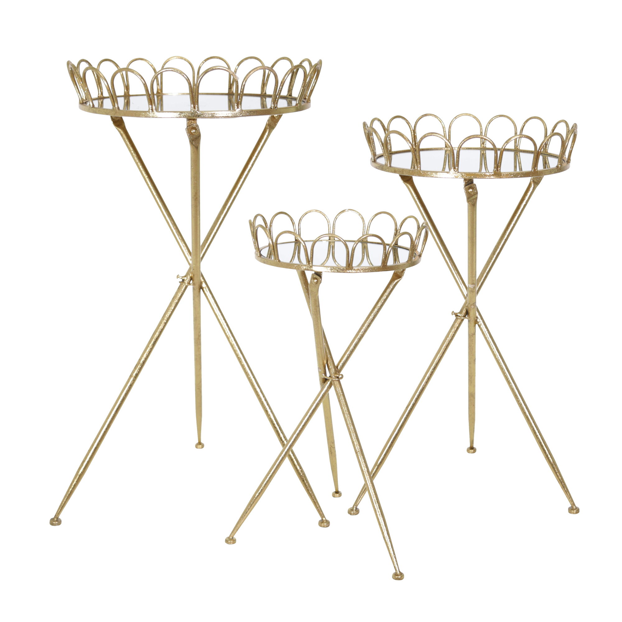 (Set of 3) Metal Accent Tables 32/28/24\" - Gold