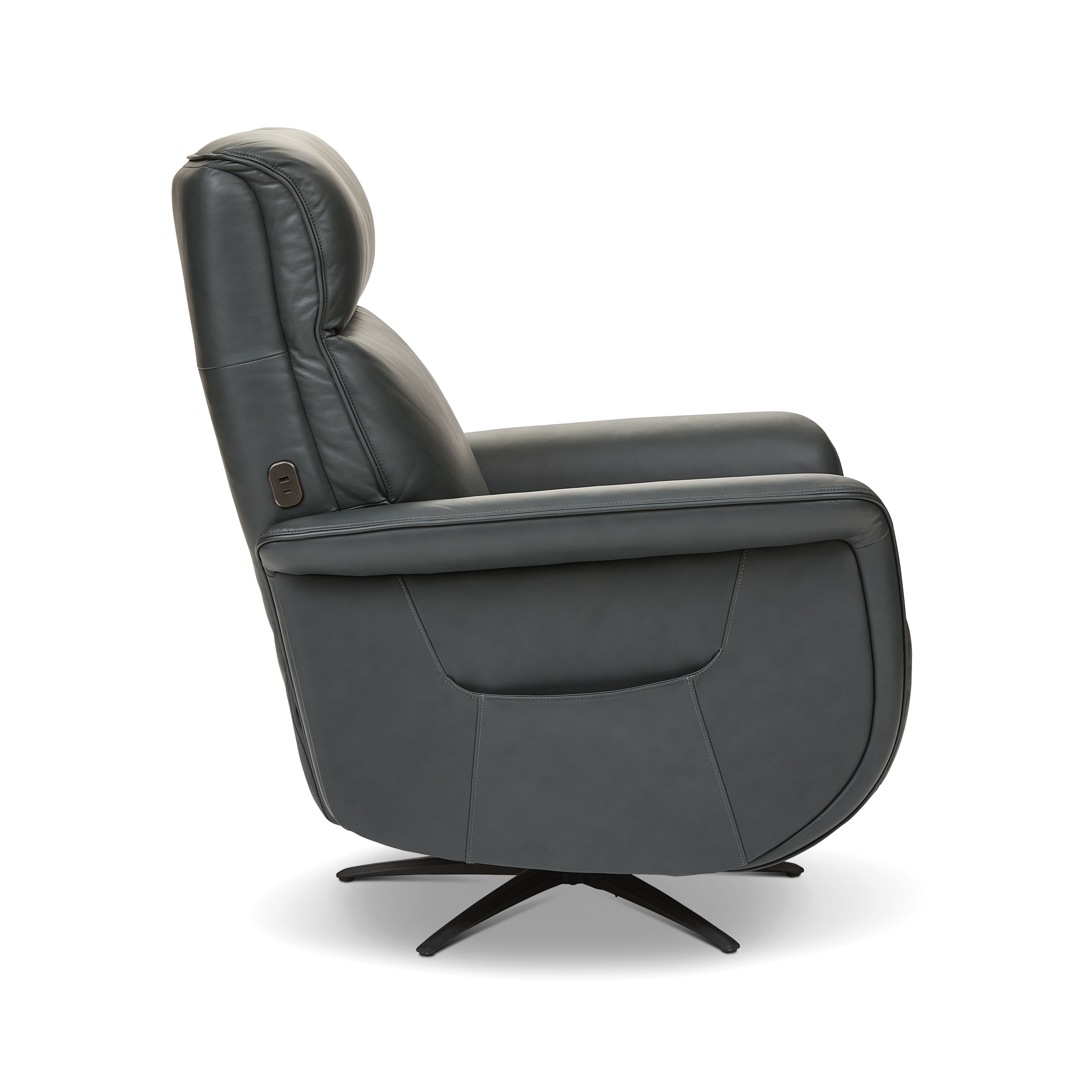 Haven - Power Swivel Recliner With Power Headrest, Lumbar, Heat, Massage & Ventilation, black, view 3