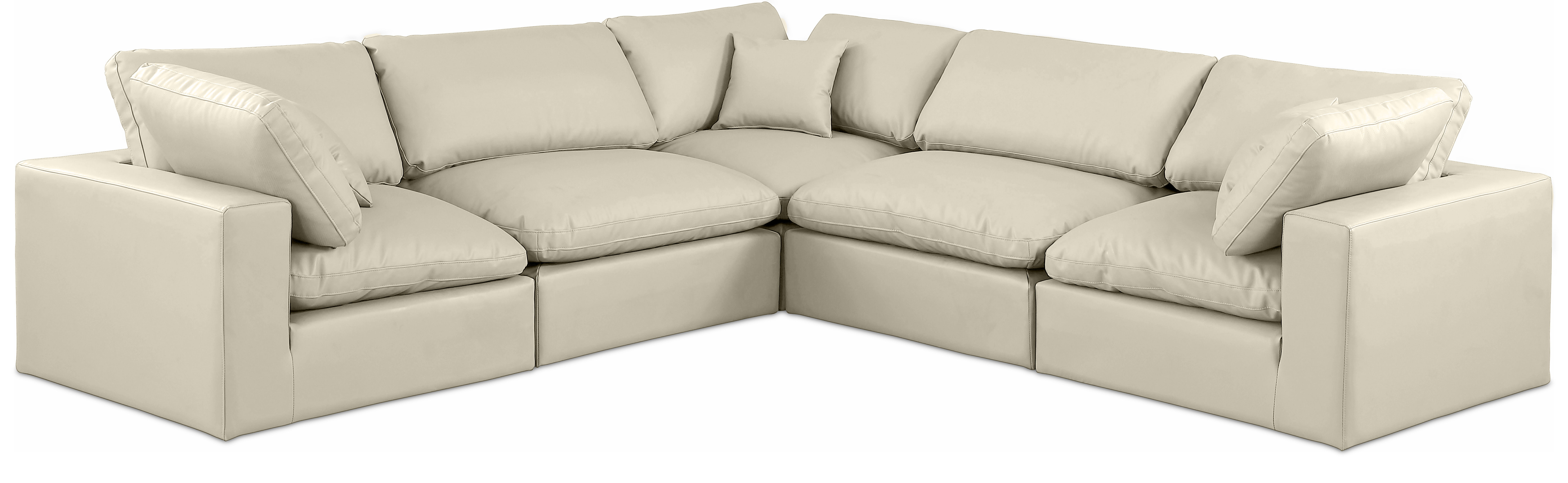 Comfy - 5 Piece Faux Leather Modular Corner Sectional - Cream