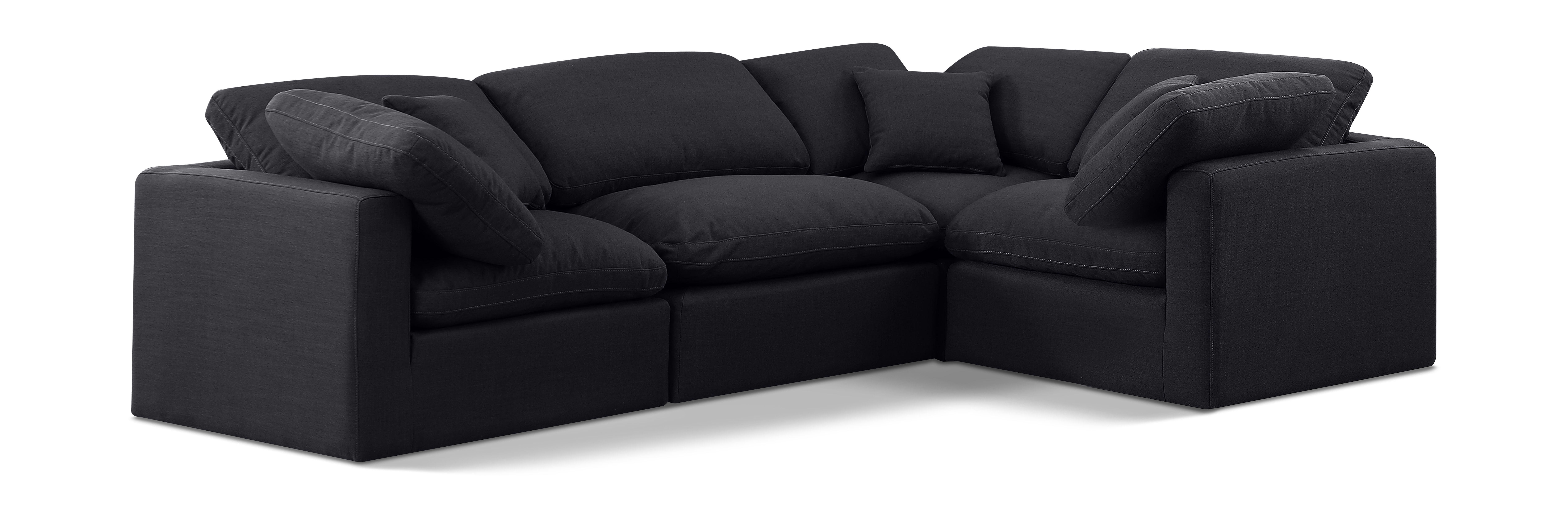 Indulge - Linen 4 Piece Modular Corner Sectional - Black