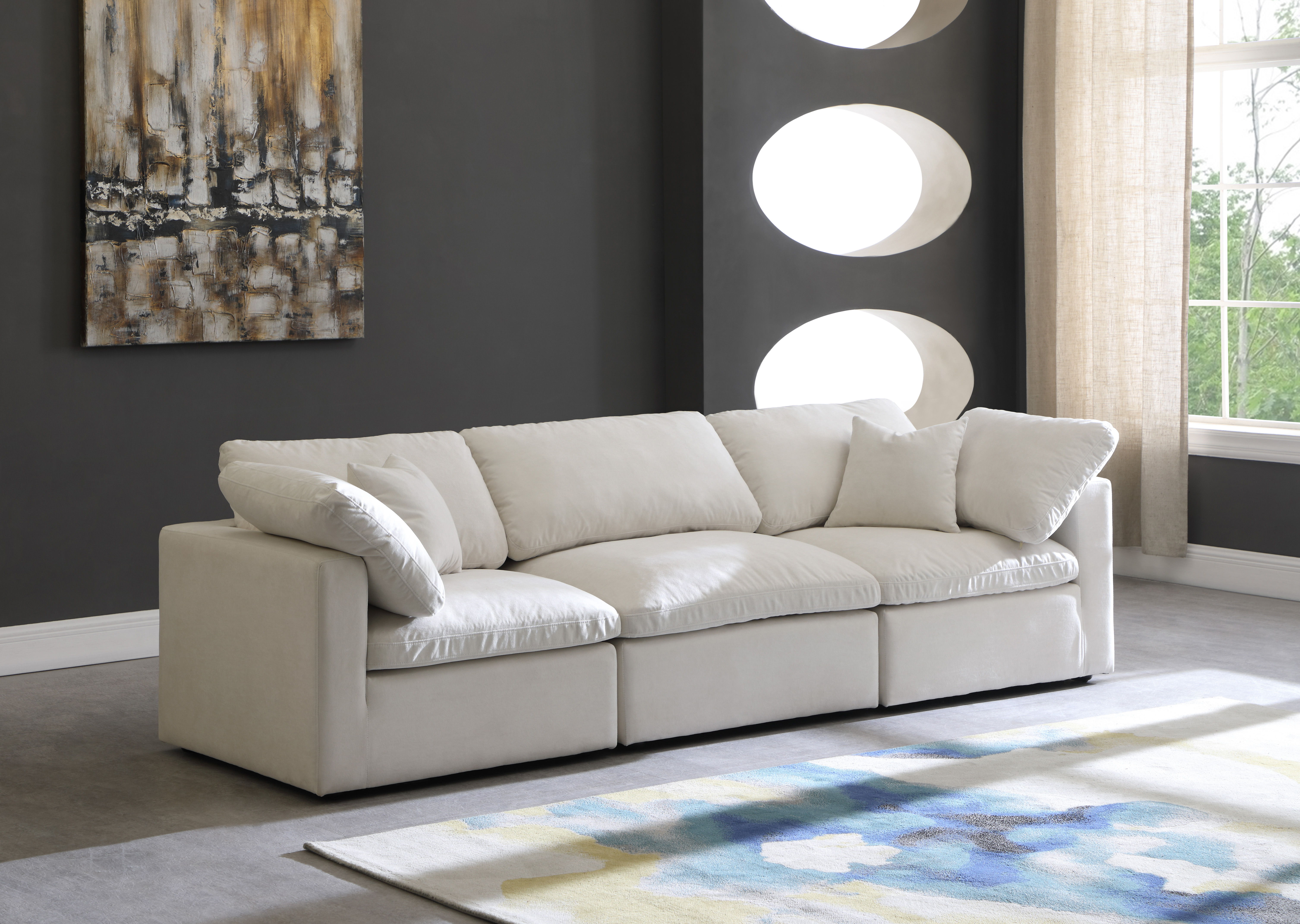 Plush - 3 Piece Modular Sofa - Cream