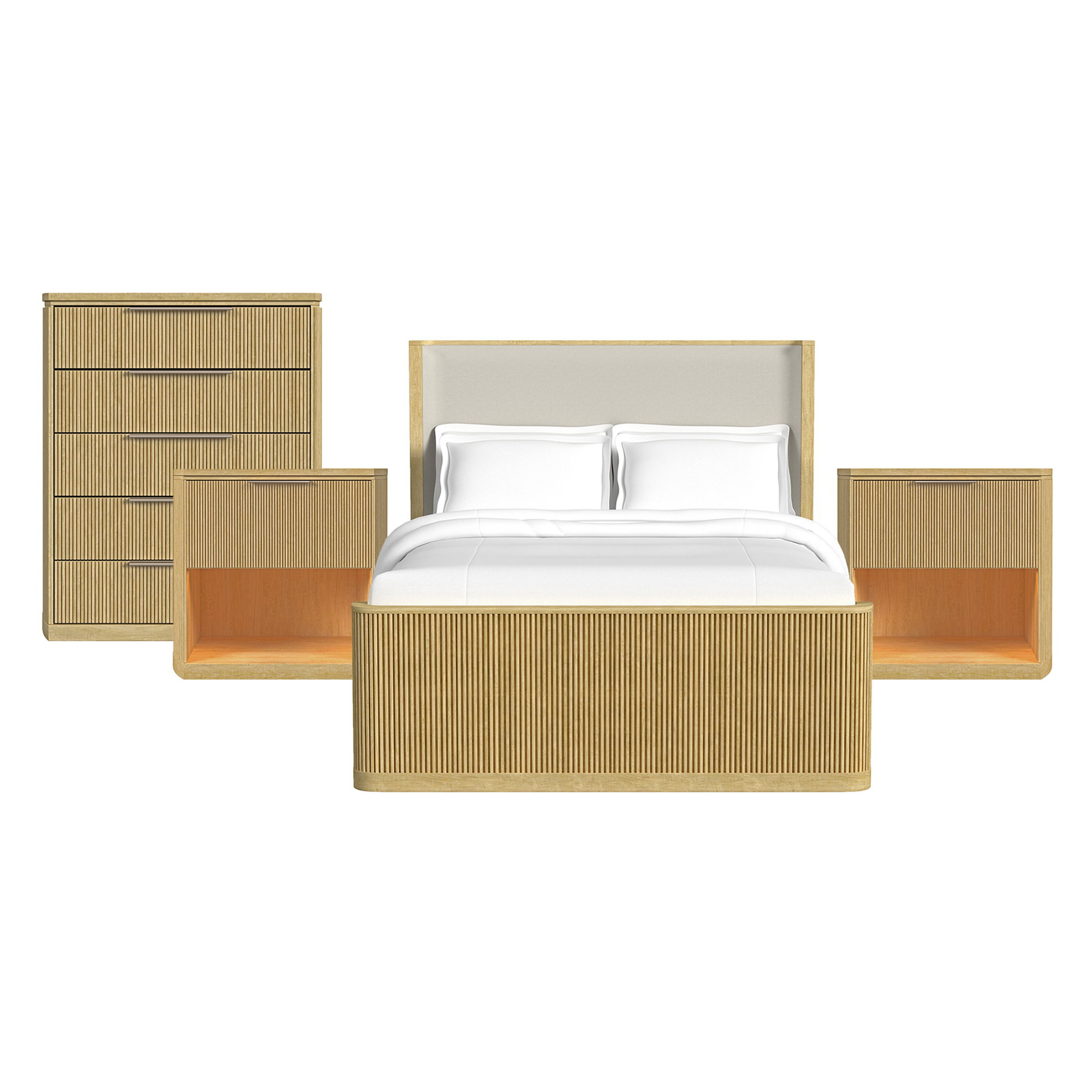 Queen · 4 Pc · Bedroom Set With 2 Nightstands & Chest