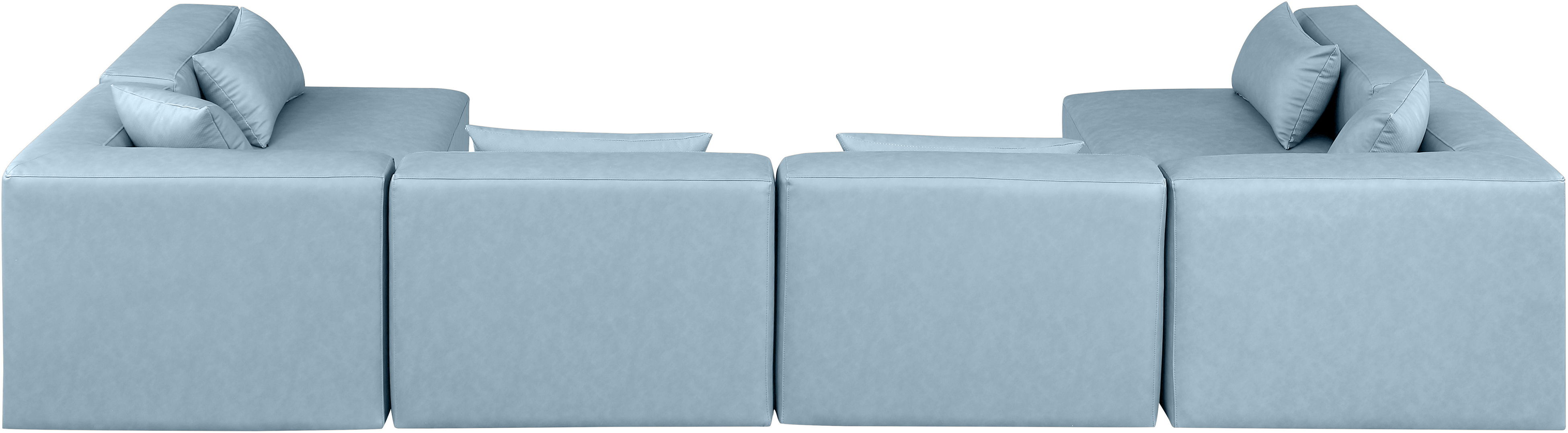 Cube - 6 Piece Modular Armless Sectional - Light Blue