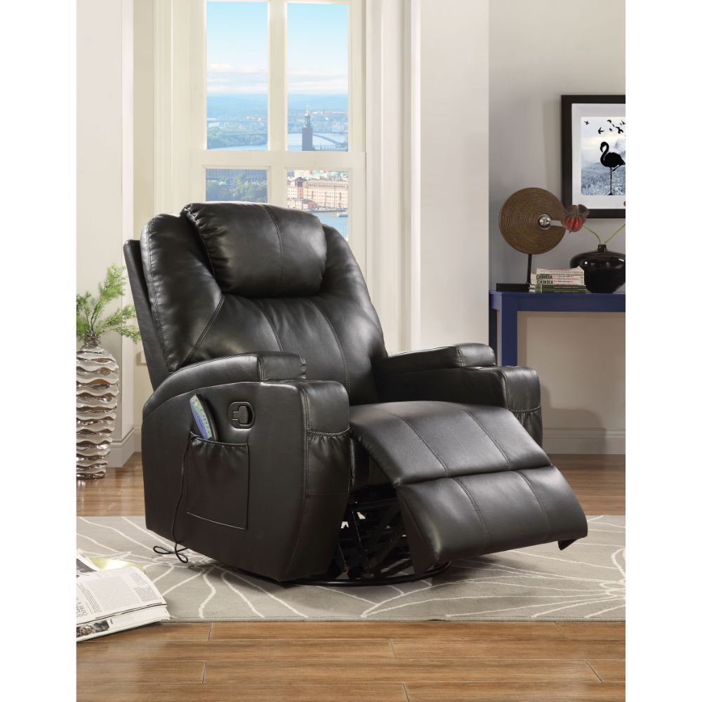 Waterlily - Motion Rocker Recliner With Swivel - Black Synthetic Leather, black, view 2