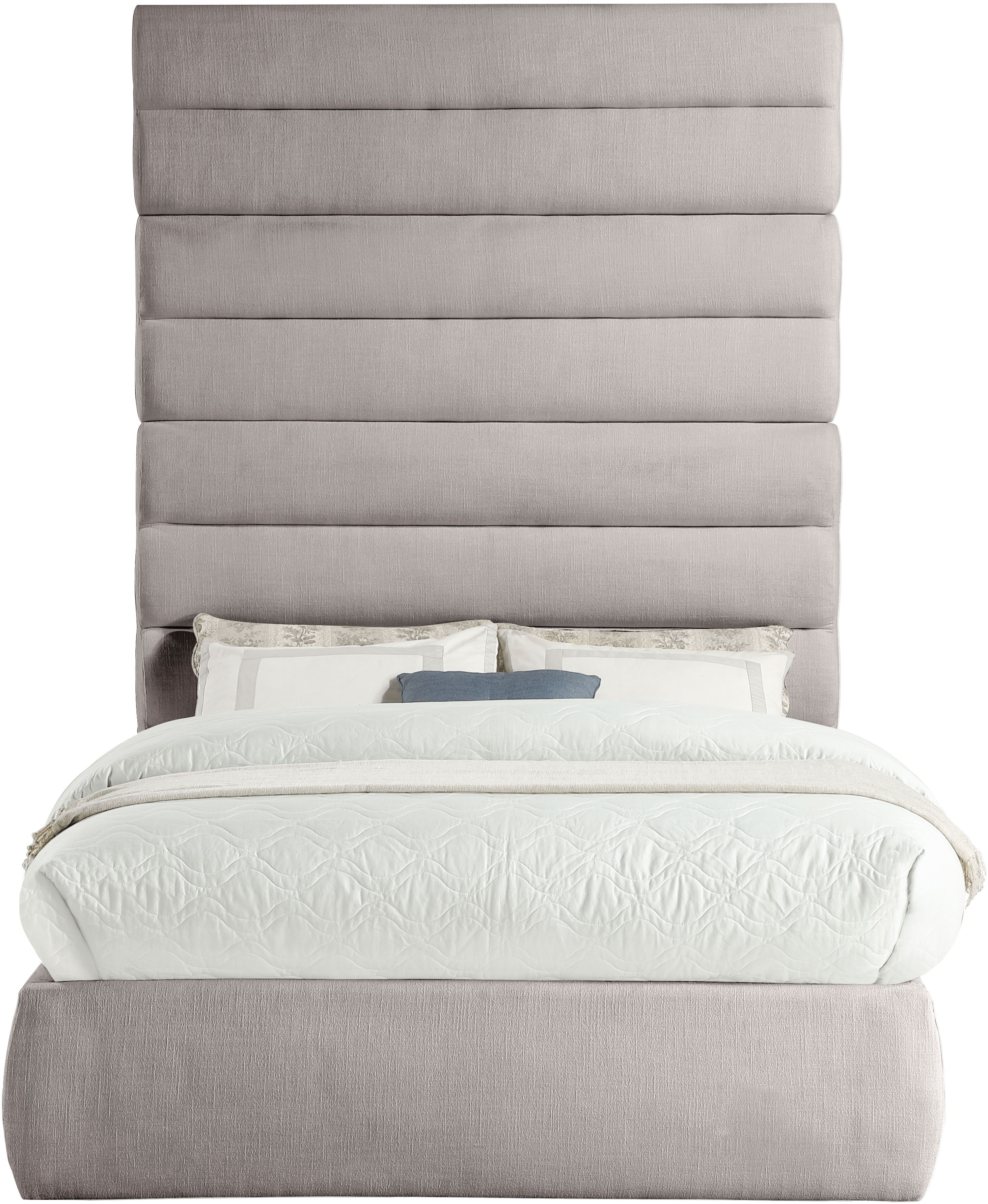 Adam - Linen Fabric Full Bed With 89" Headboard - Taupe