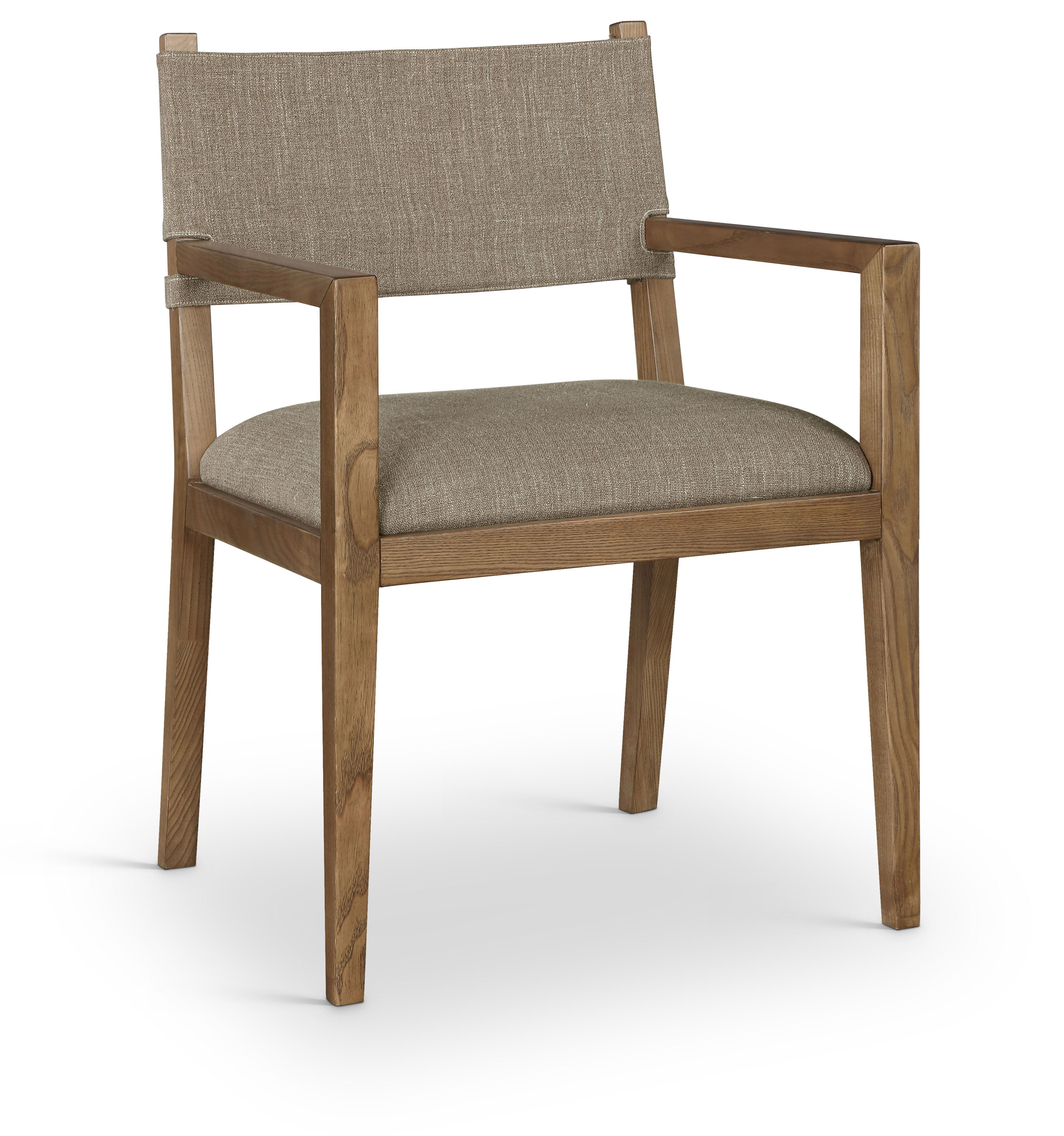 Avon - Linen Textured Performance Fabric Dining Arm Chair - Brown