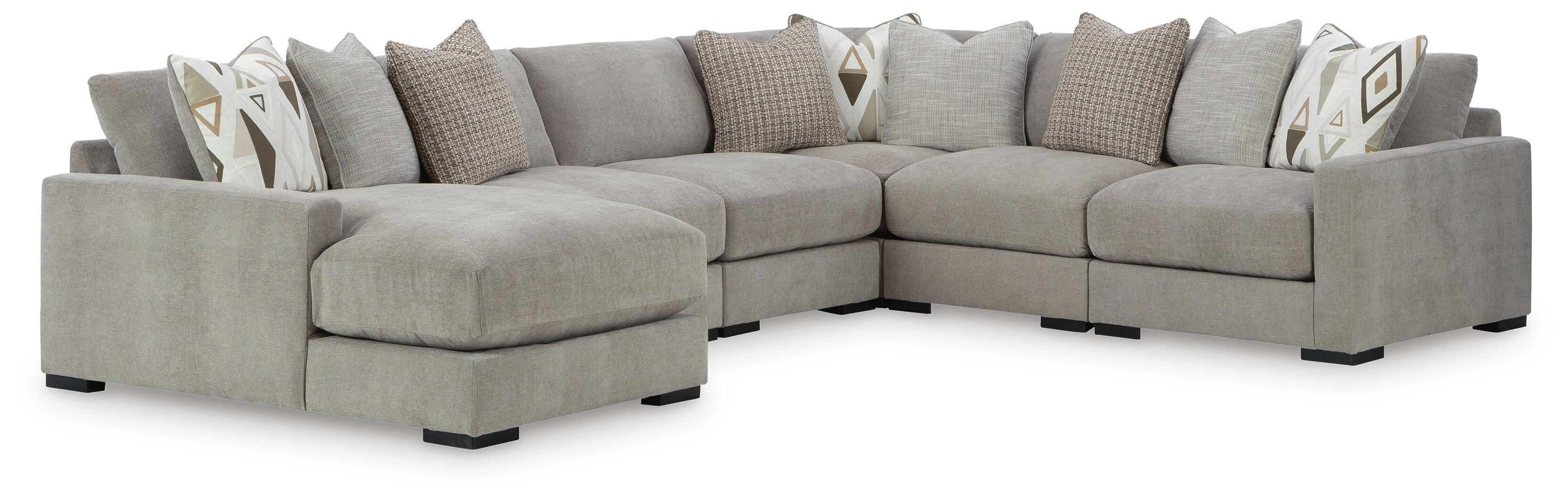 Aslan Court – 6-Piece Sectional With LAF Corner Chaise – Pebble