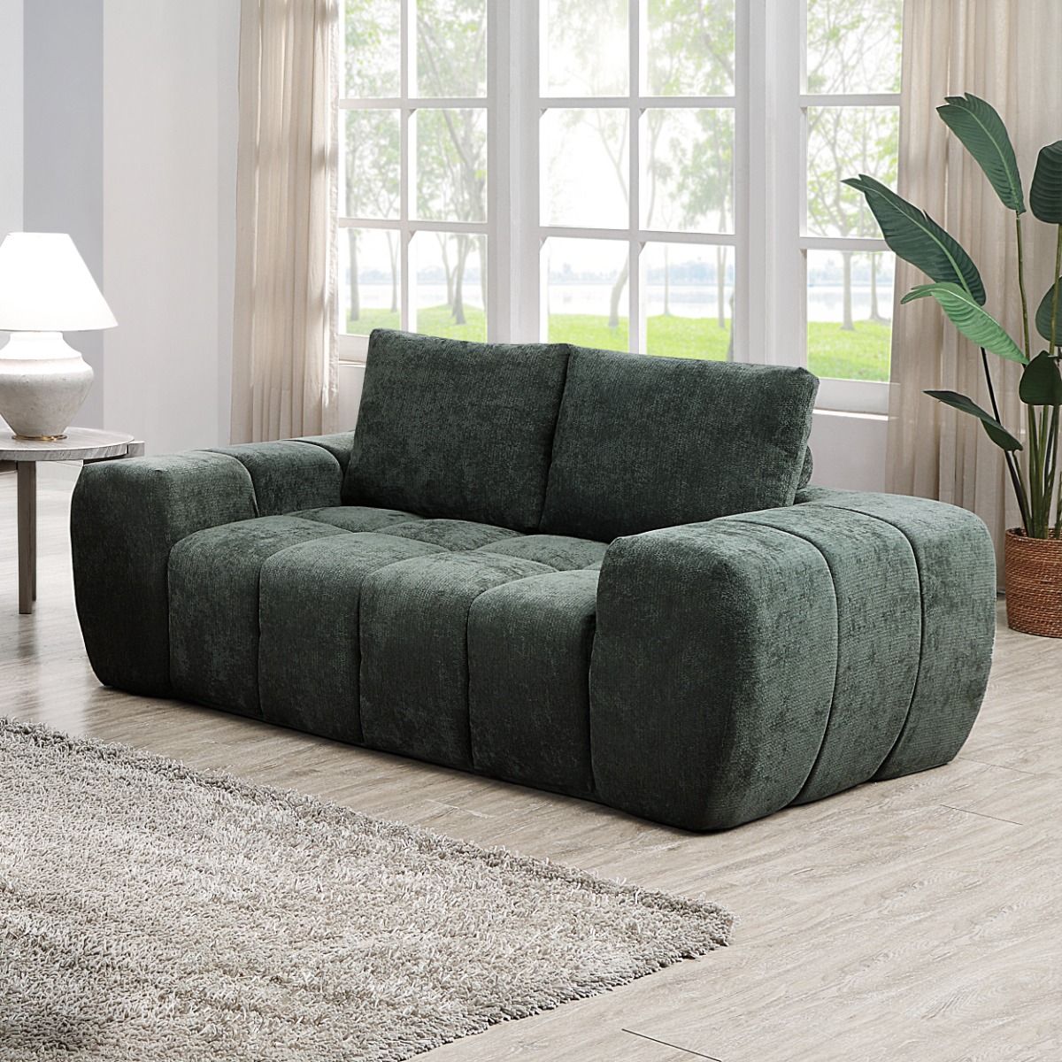 Medwin - Loveseat - Green, dark green, view 3
