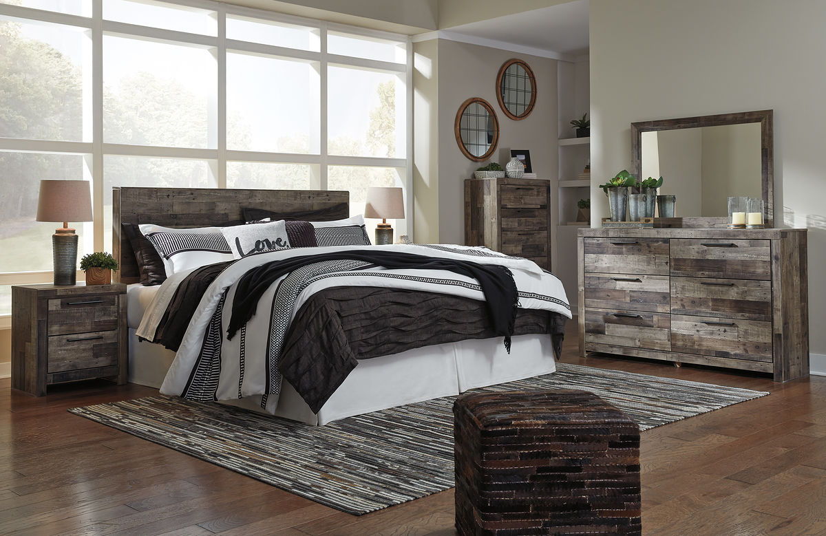 Derekson Multi Gray 6 Pc. King Panel Headboard With Bolt On Bed