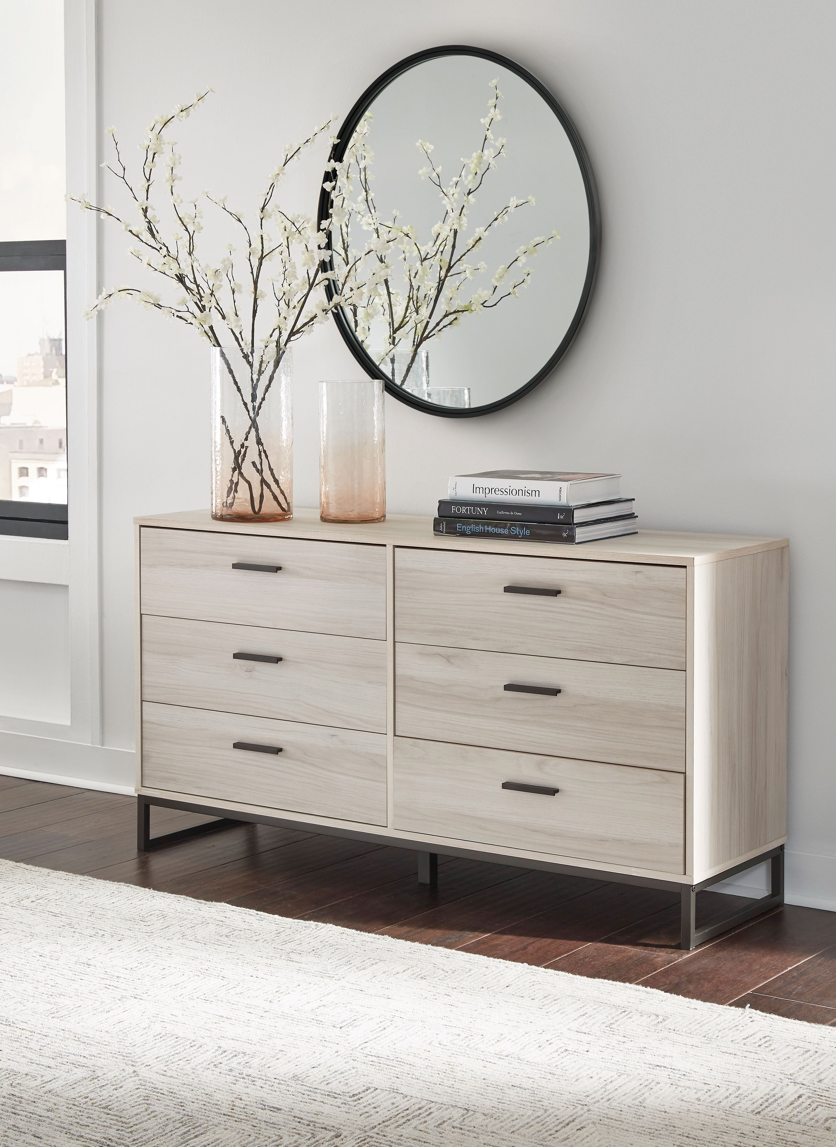 Socalle - Six Drawer Dresser - Vinyl-Wrapped - Light Natural, beige, view 6
