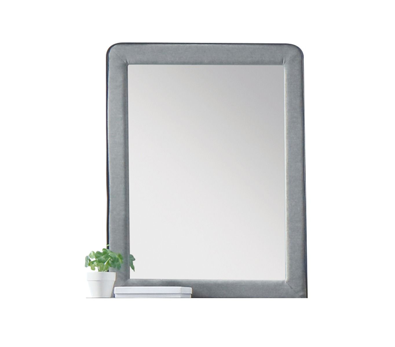 Valda - Mirror - Light Gray Fabric, gray