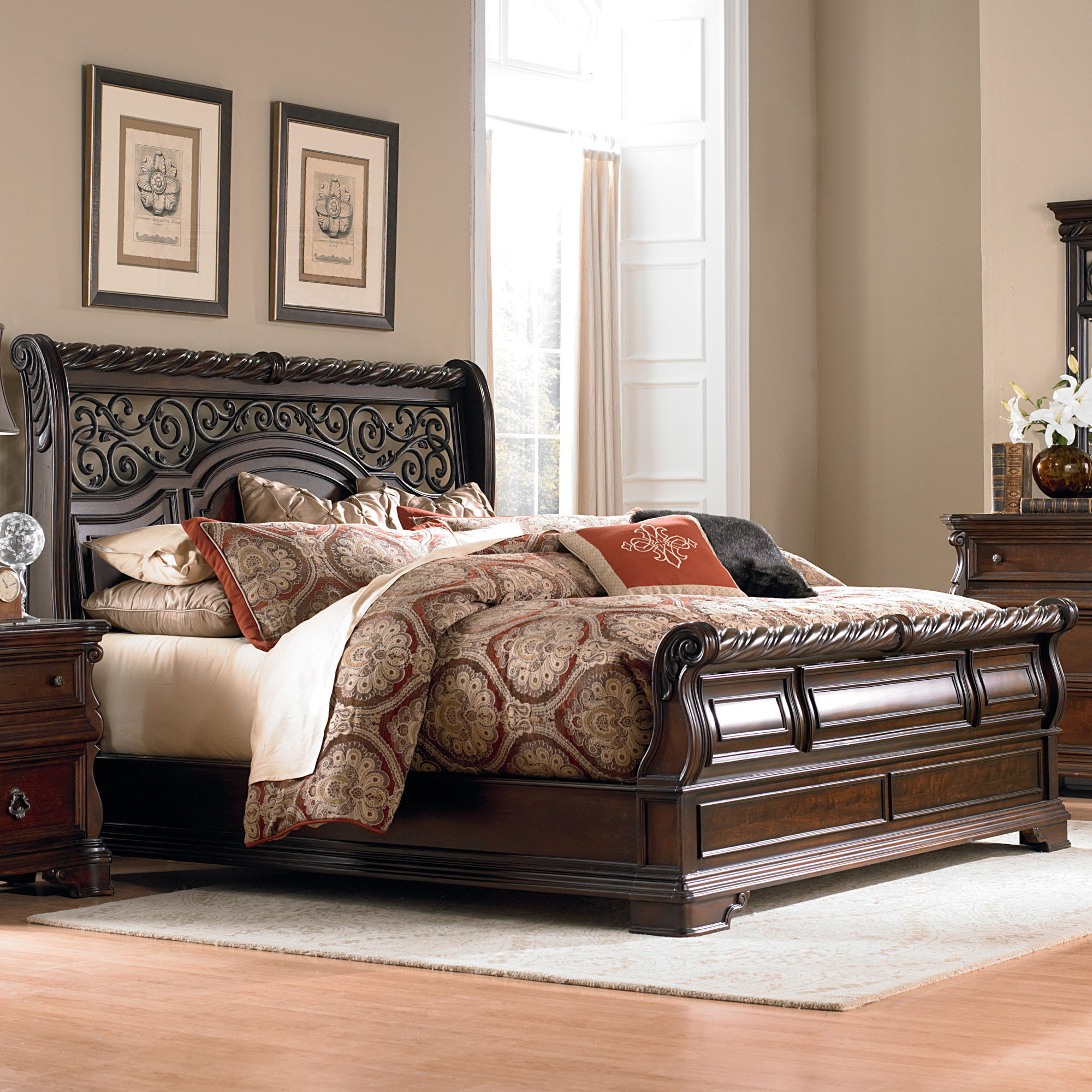Arbor Place - Queen Sleigh Bed - Dark Brown Image