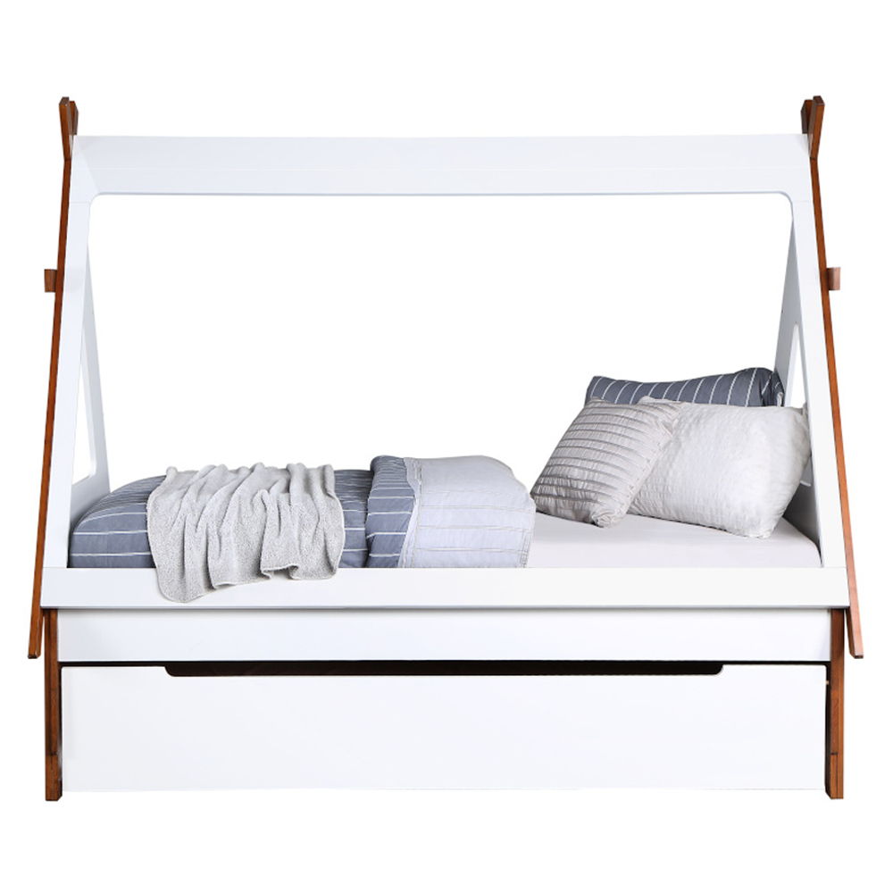 Loreen - Twin Bed - Oak & White, white, view 3