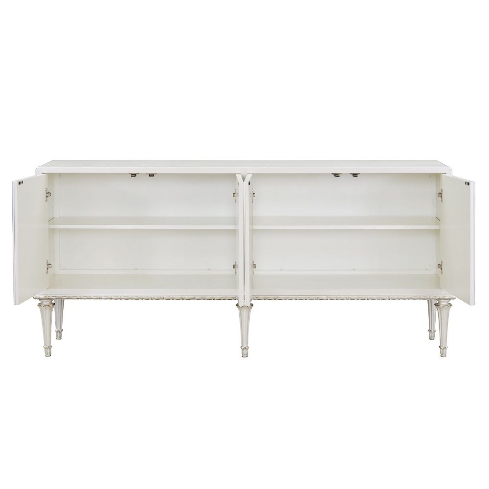 Ansaldo - Console Cabinet - Pearl White & Silver Shimmer, white, view 4