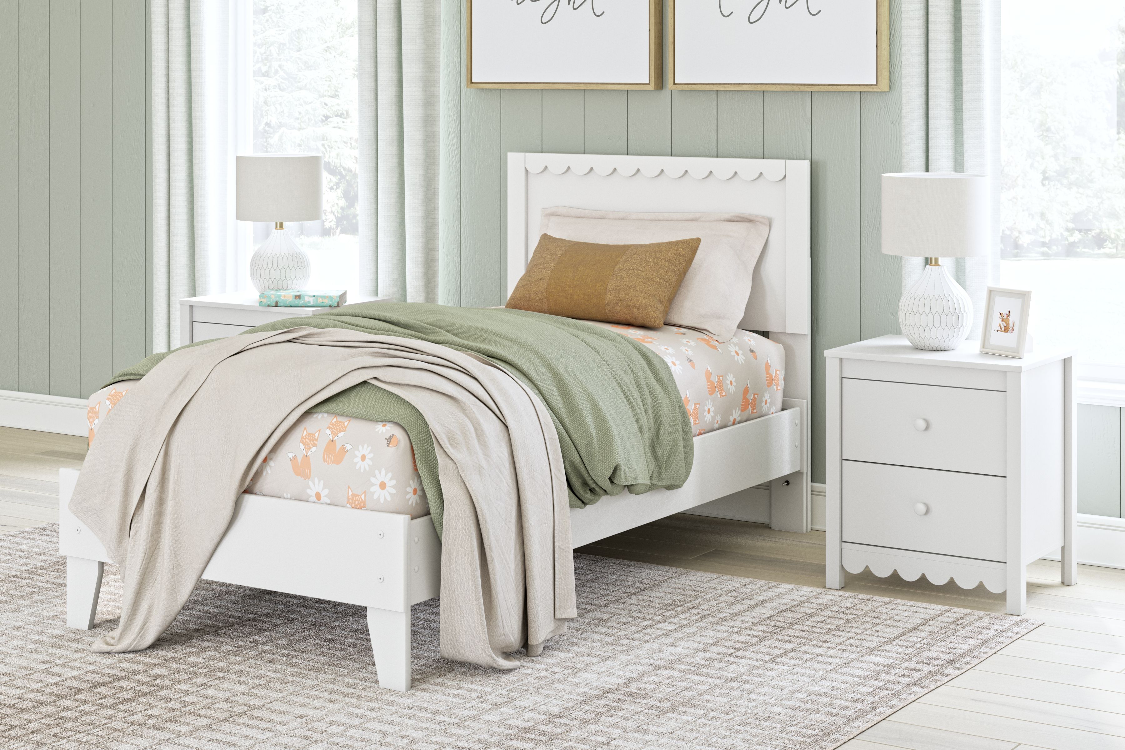 Hallityn - Twin Panel Platform Bed - White