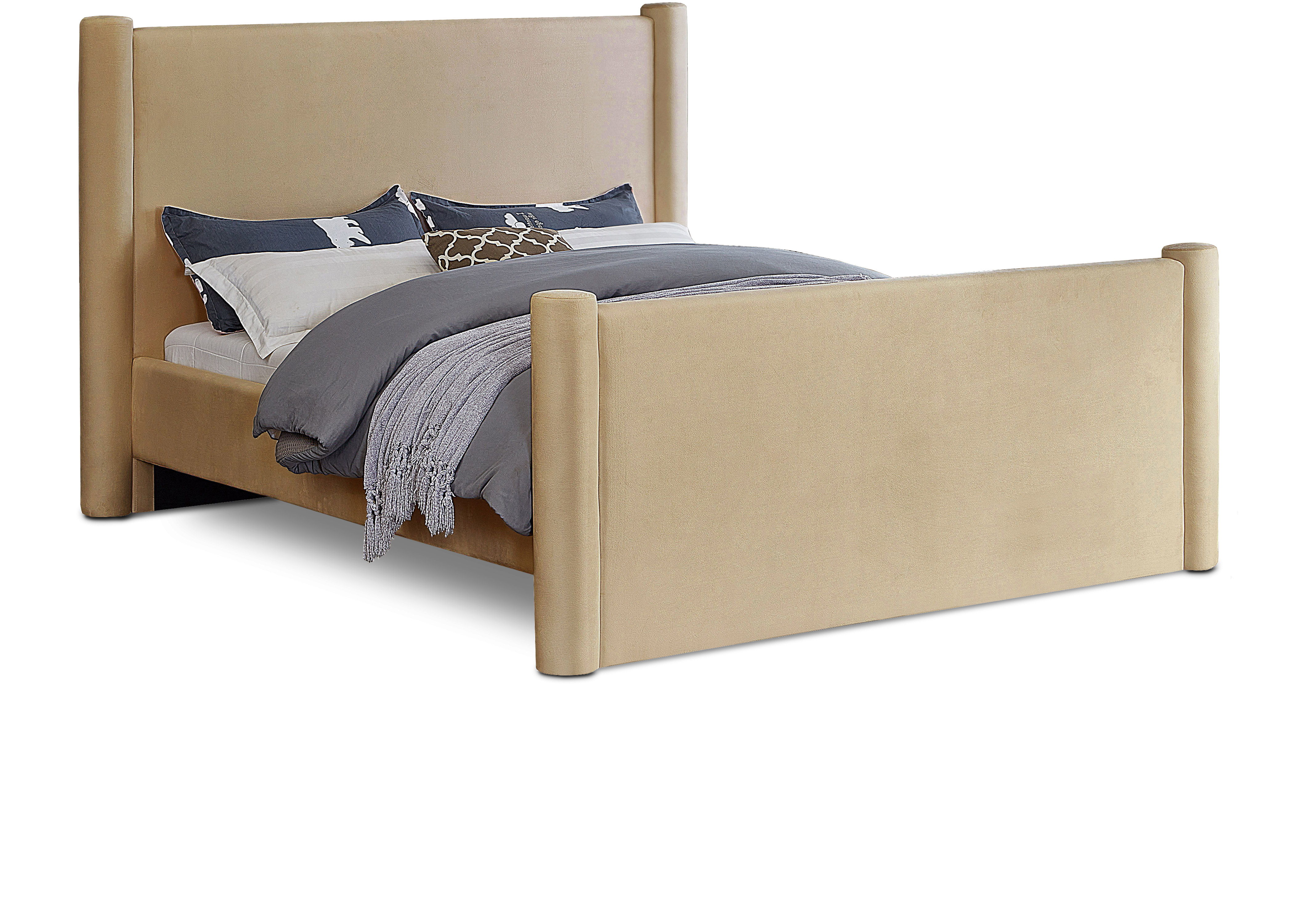 Elias - Velvet Full Bed - Camel