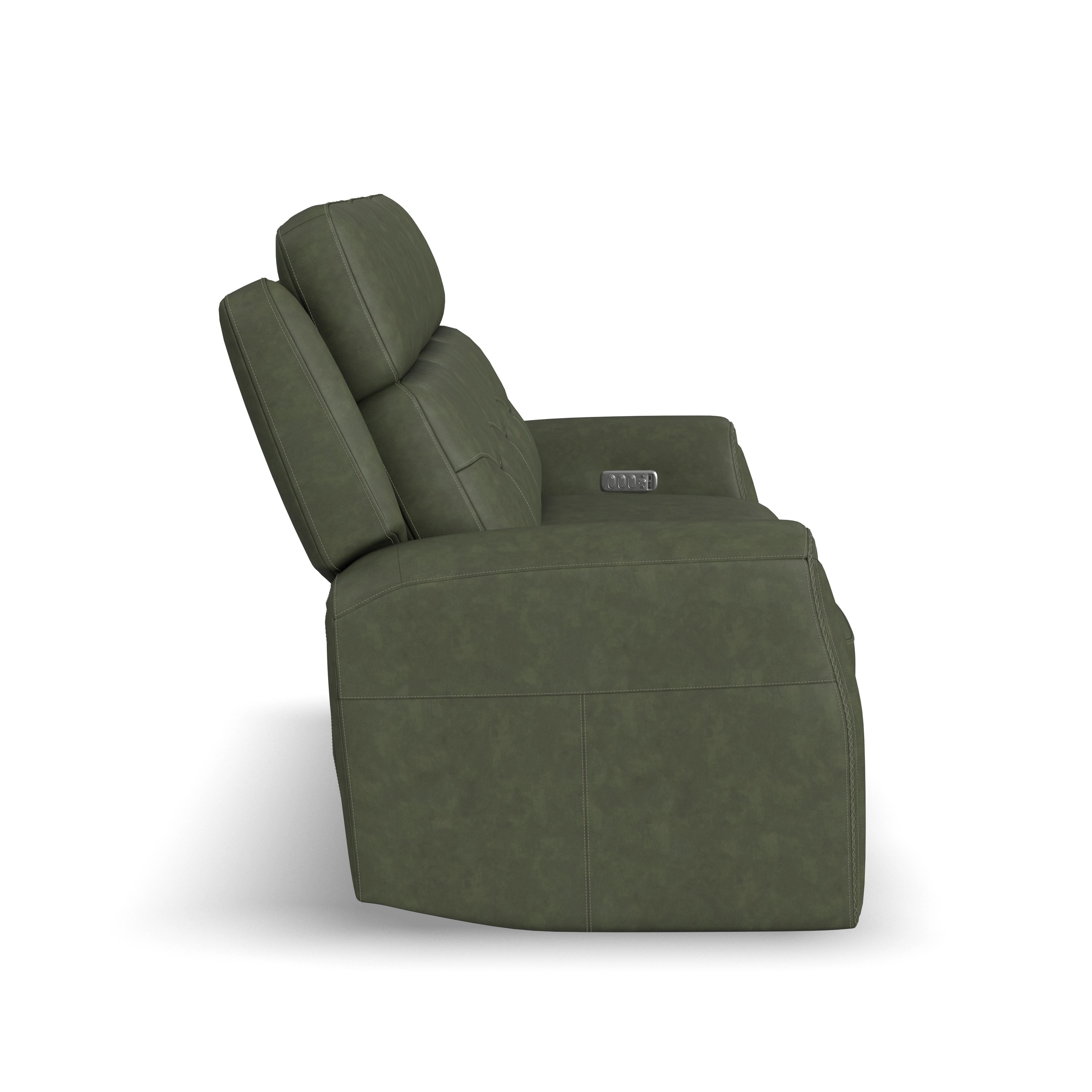 Felix - Power Reclining Sofa With Power Headrest, Lumbar, Heat & Massage, dark green, view 3