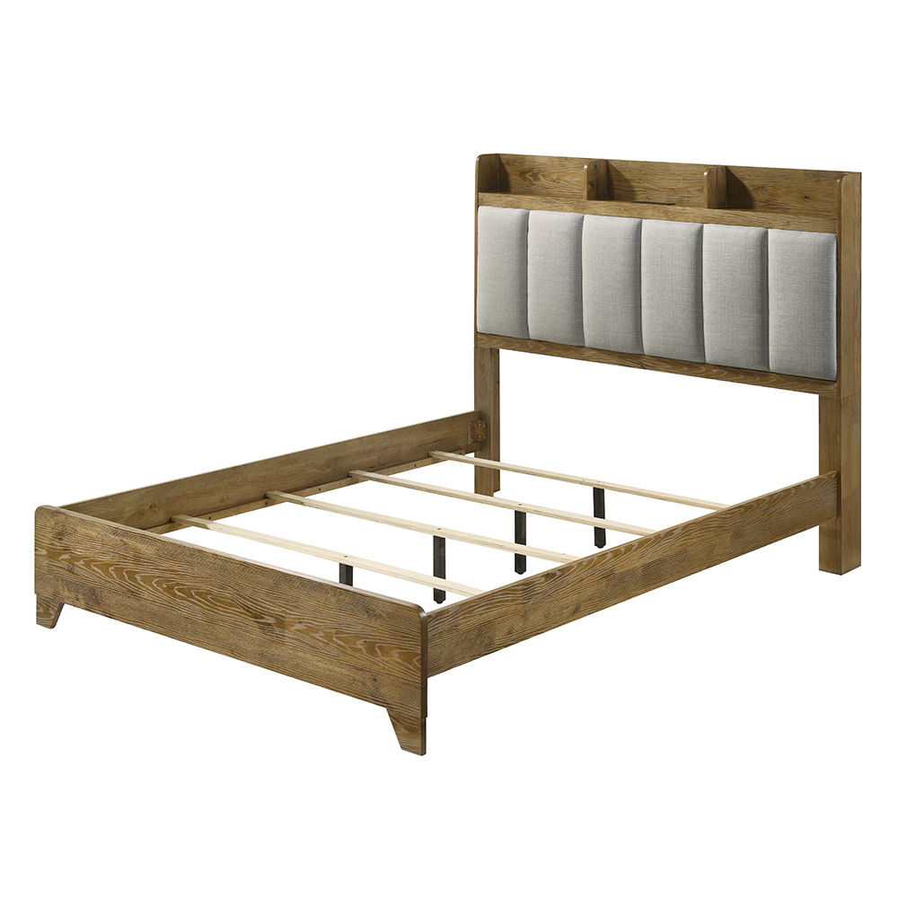 Garcia - Queen Bed With USB - Light Brown, light brown, view 2