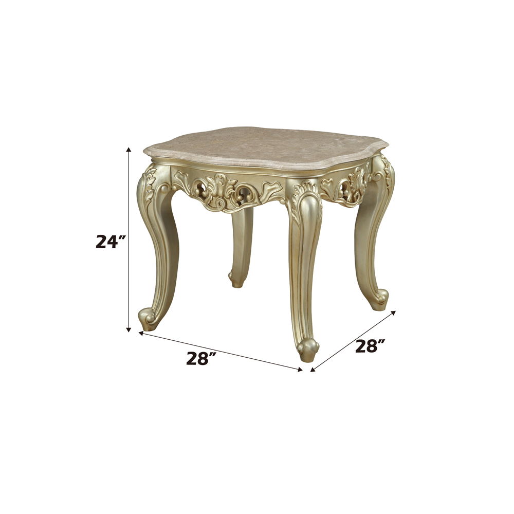 Gorsedd - End Table With Marble Top - Marble Top & Golden Ivory, beige, view 2