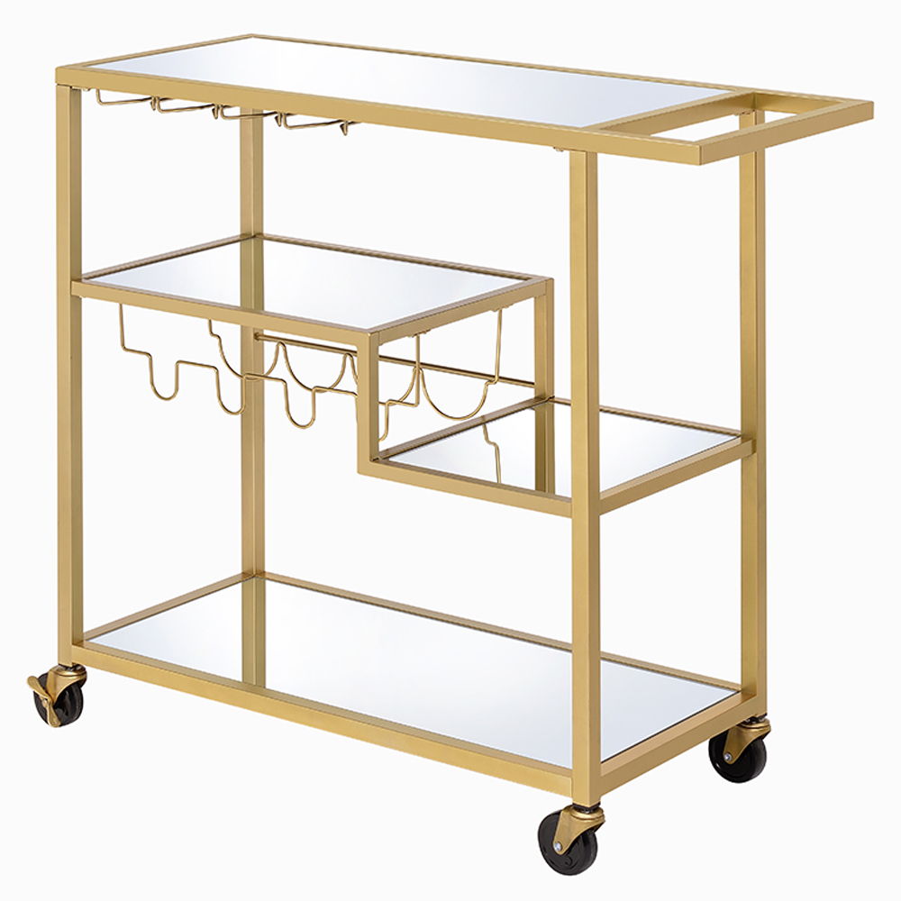 Adamsen - Serving Cart - Mirrored & Champagne, beige, view 2