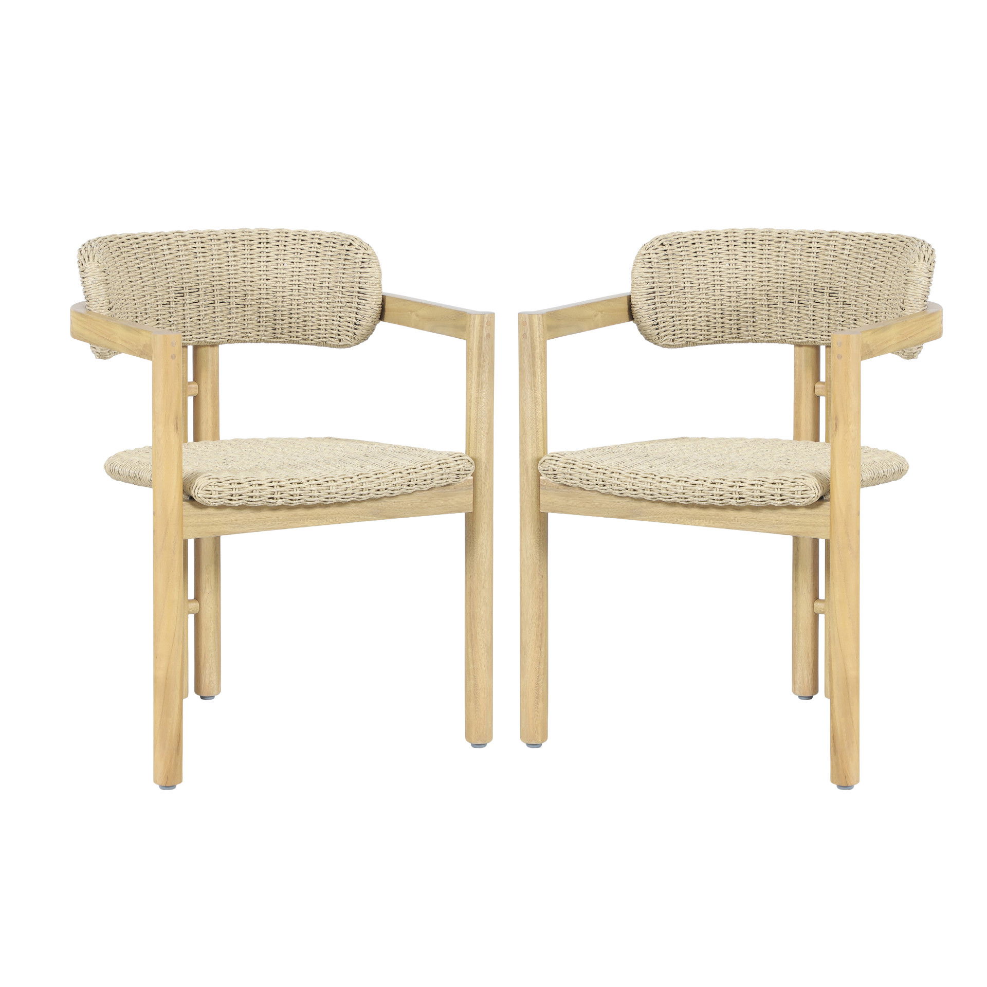 Sedona - Wood And Wicker Patio Dining Chair (Set of 2) - Natural / Brown, light brown, view 7