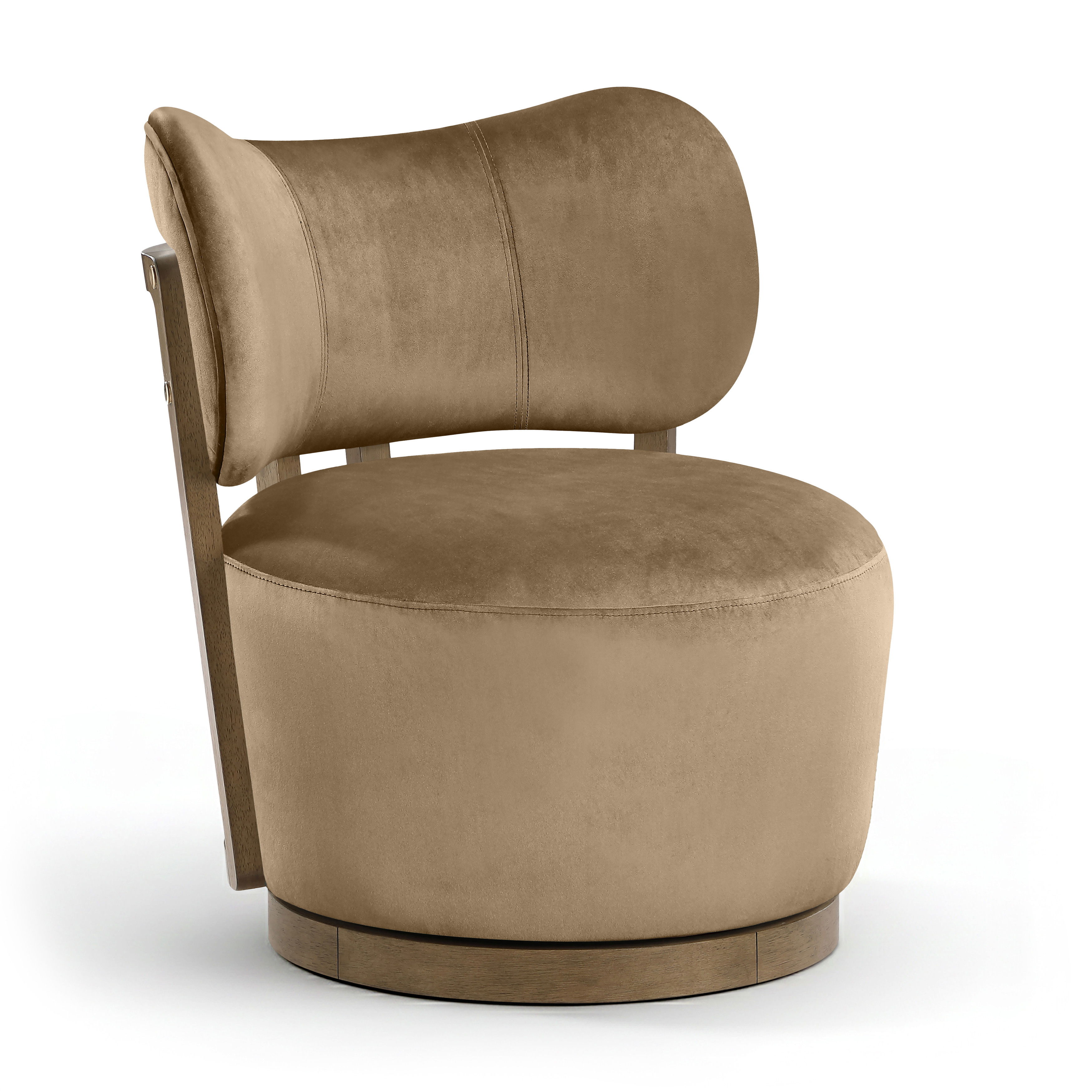 Elara - Velvet Upholstered Swivel Accent Chair - Beige