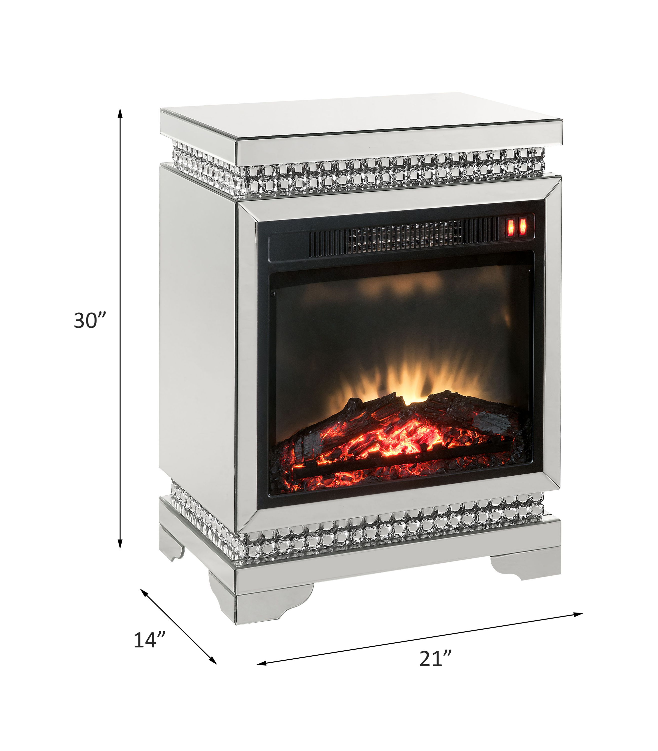 Lotus - Fireplace - Mirrored & Faux Ice Cube Crystals, silver, view 5