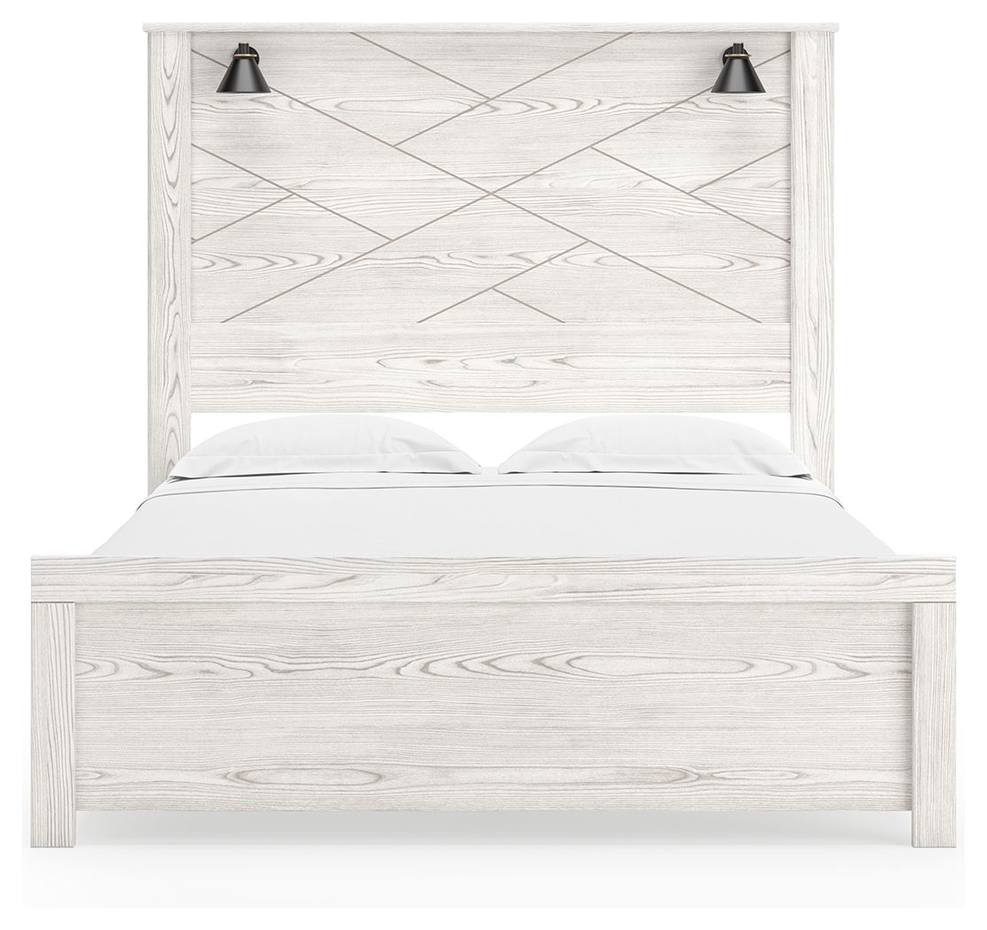Gerridan - Queen Panel Bed With Sconces - White